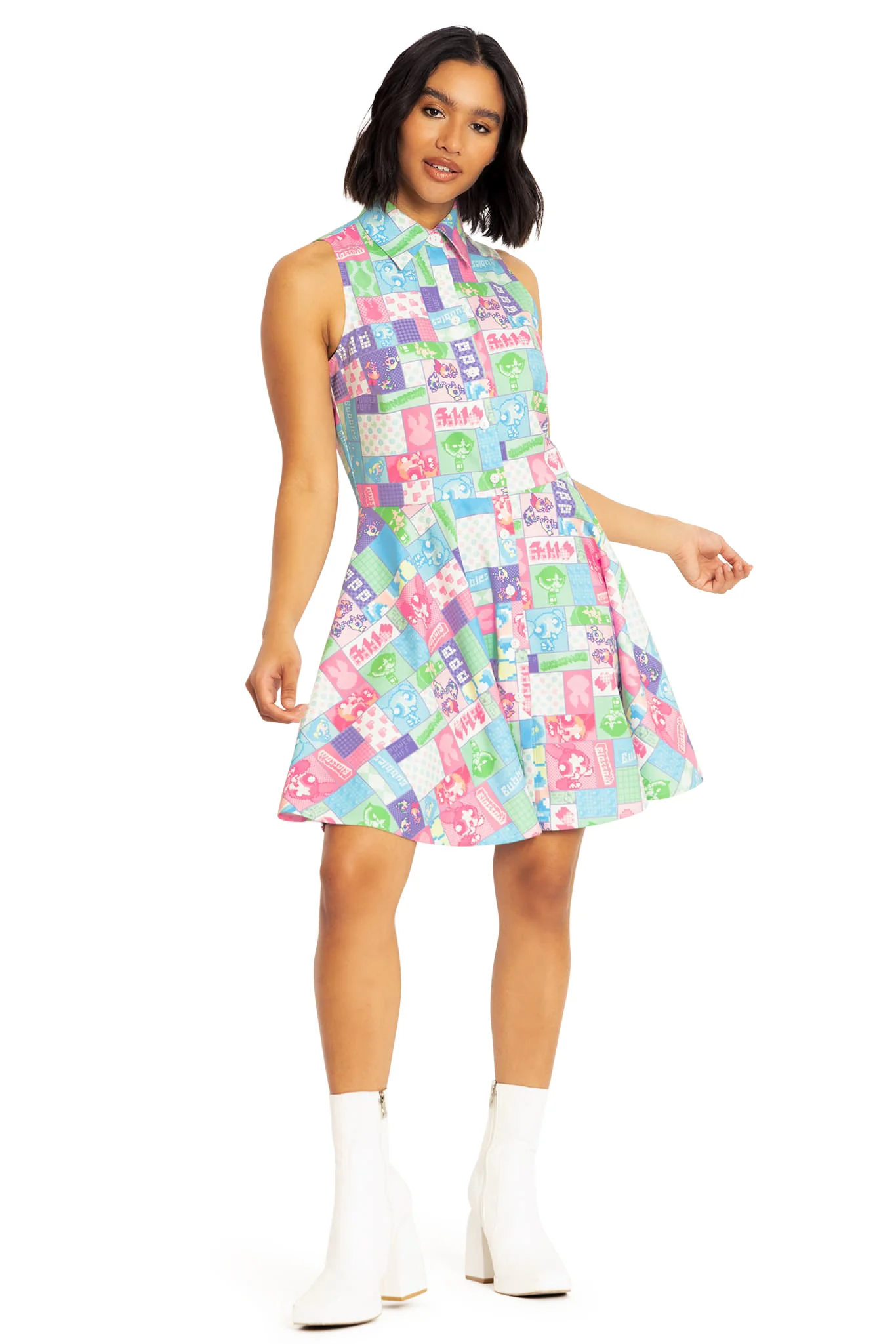 Pixellated Powerpuff Work It Skater Dress - Image 5