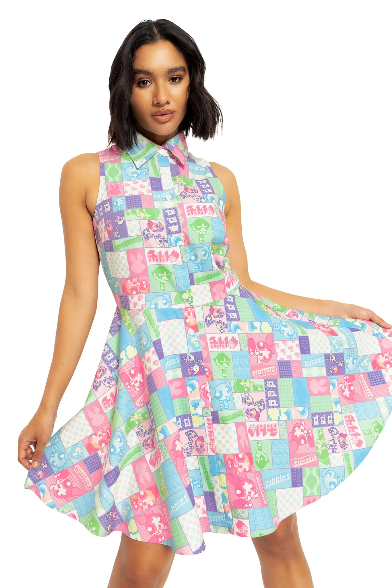 Pixellated Powerpuff Work It Skater Dress - Image 6