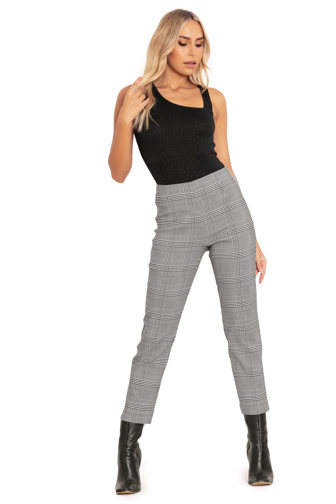 Plaid Mono Cigarette Pants