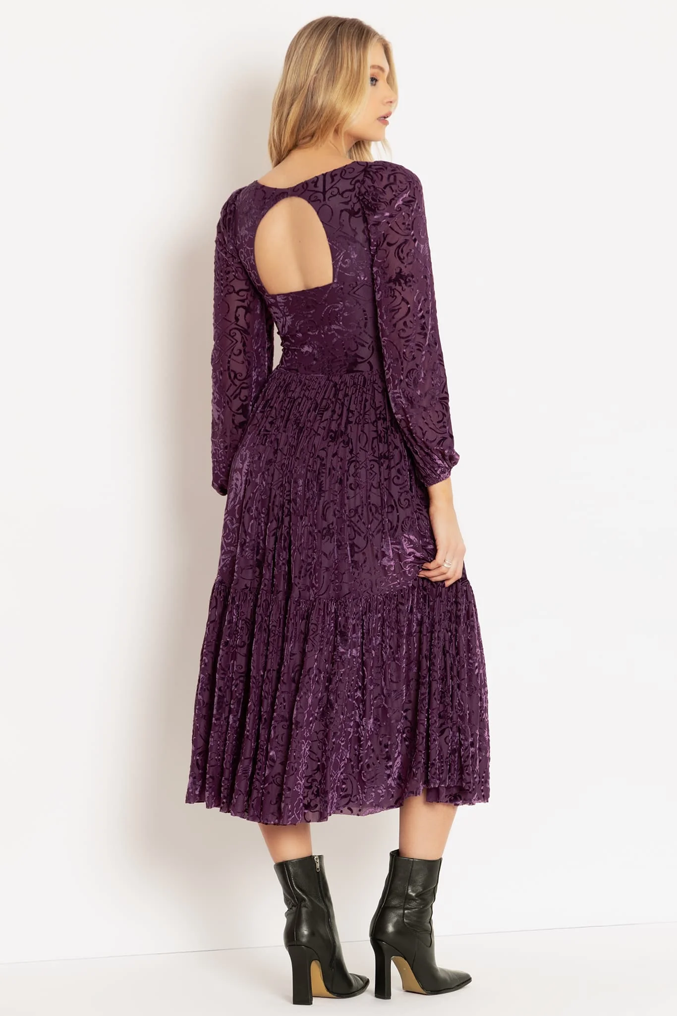 Burned Velvet Gothic Gates Plum Fae Queen Dress - Image 2