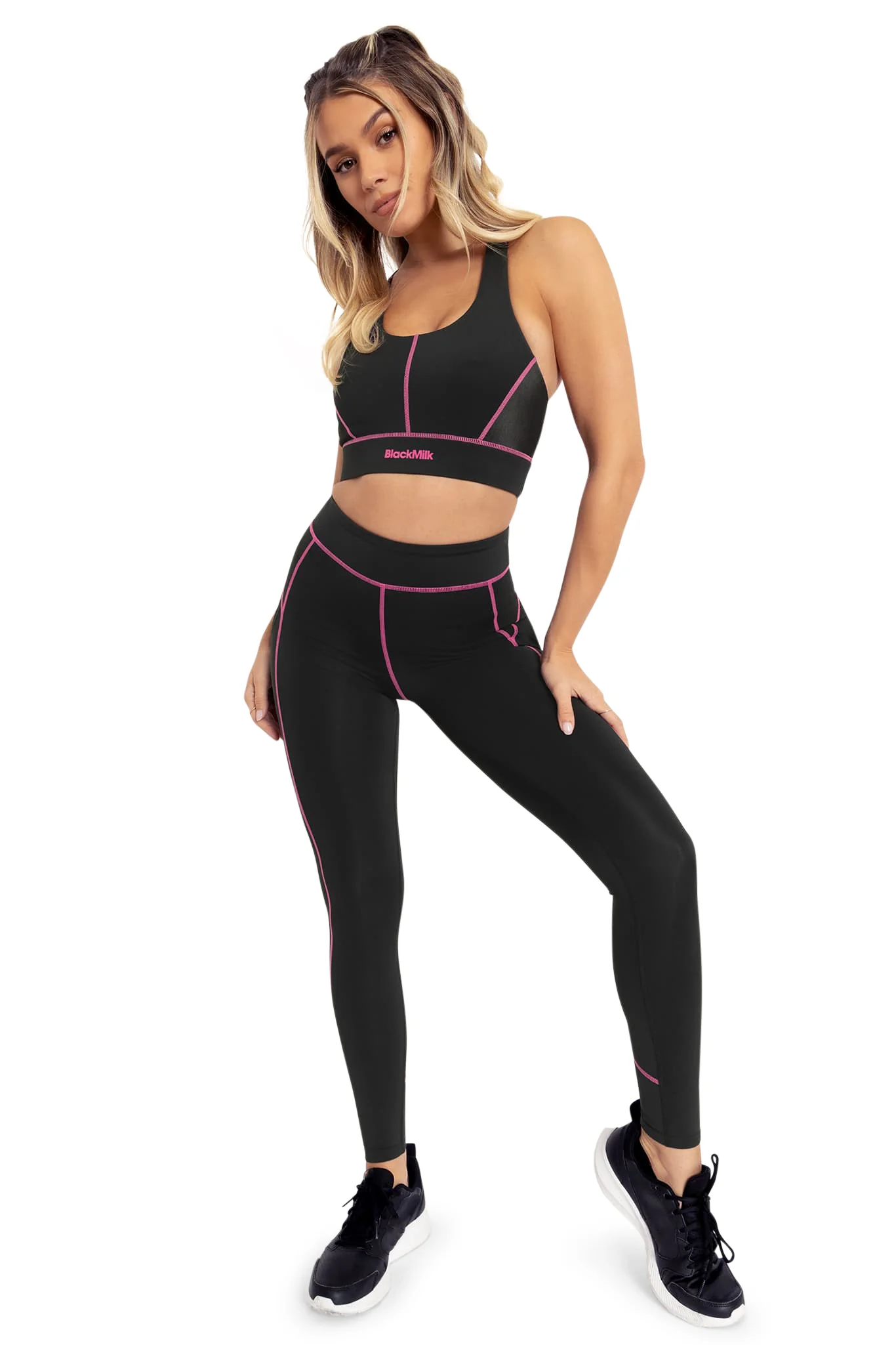 Power Up Lines Wet Look Splice High Waisted Ninja Pants - Image 8