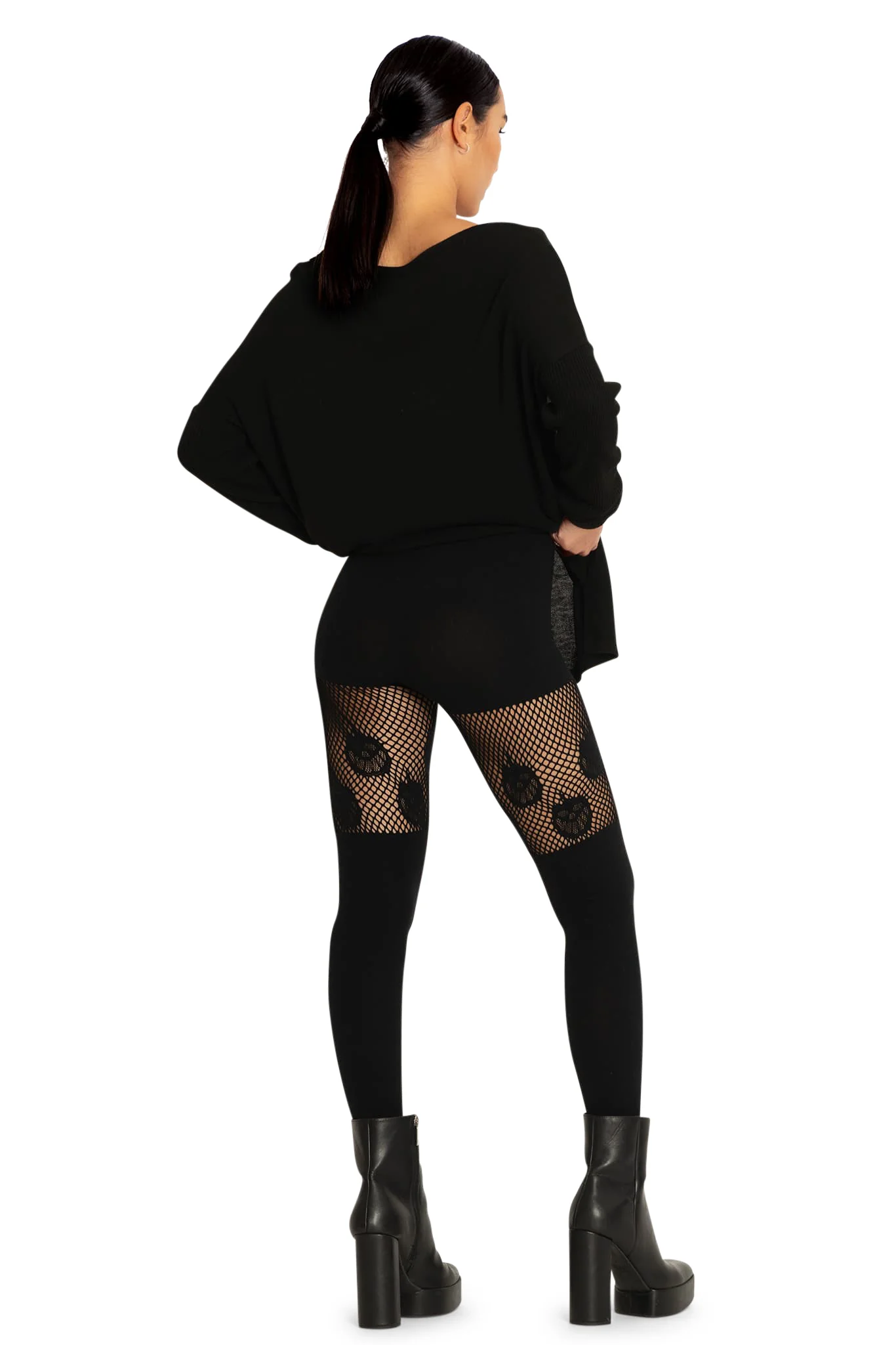 Pumpkin Black Suspender Hosiery - Image 4
