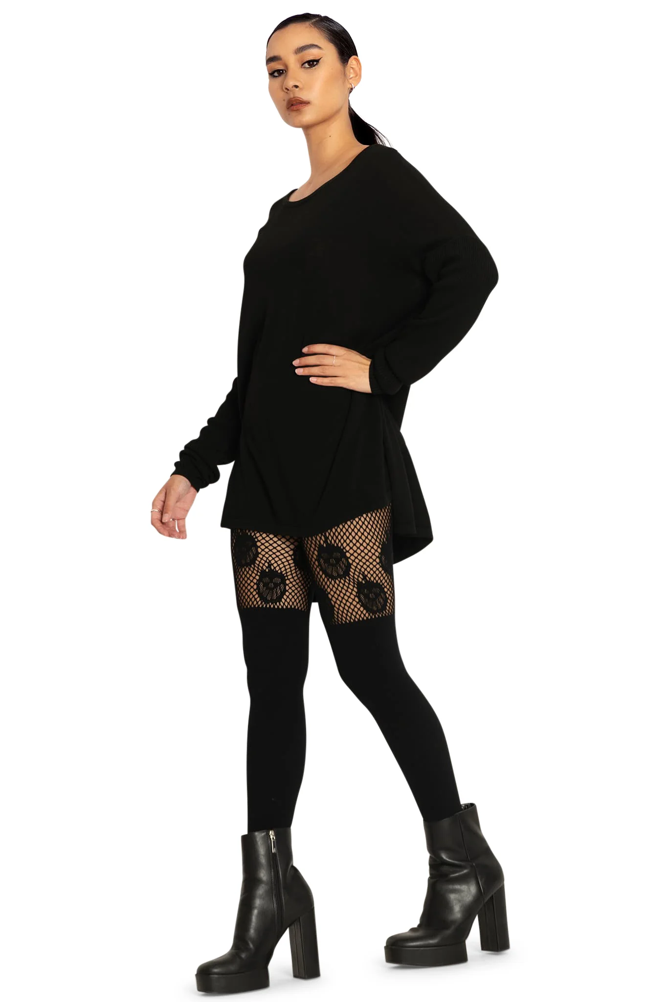 Pumpkin Black Suspender Hosiery - Image 5