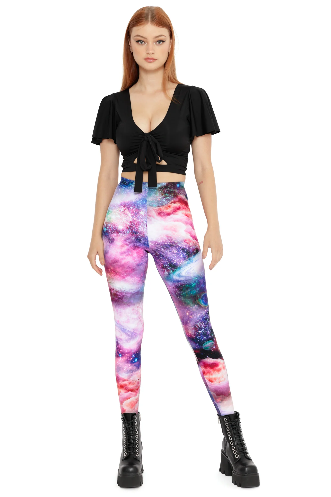 Rainbow Nebula High Waisted Matte Finish Leggings - Image 3