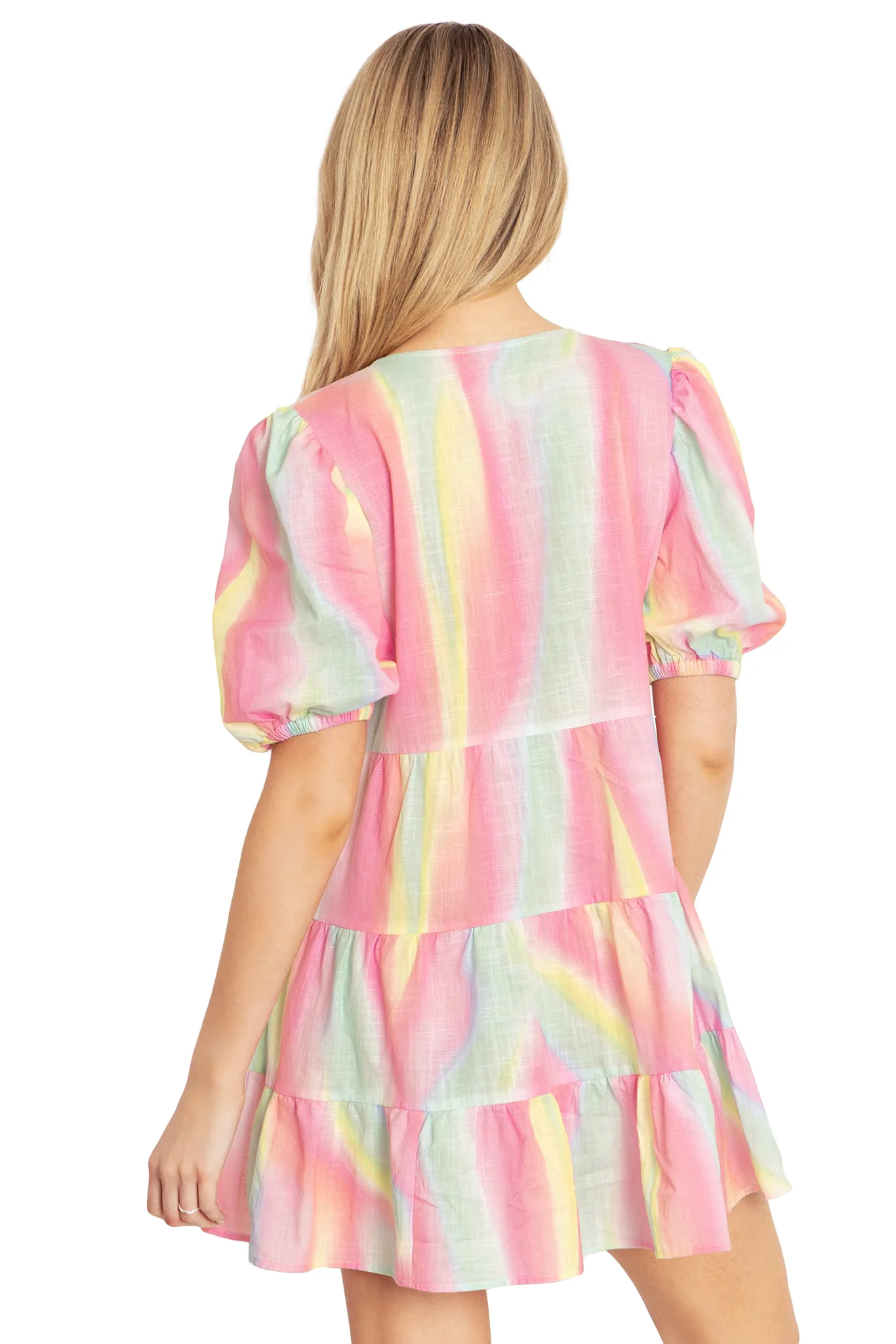 Rainbow Puff Sleeve Smock Dress - Image 2