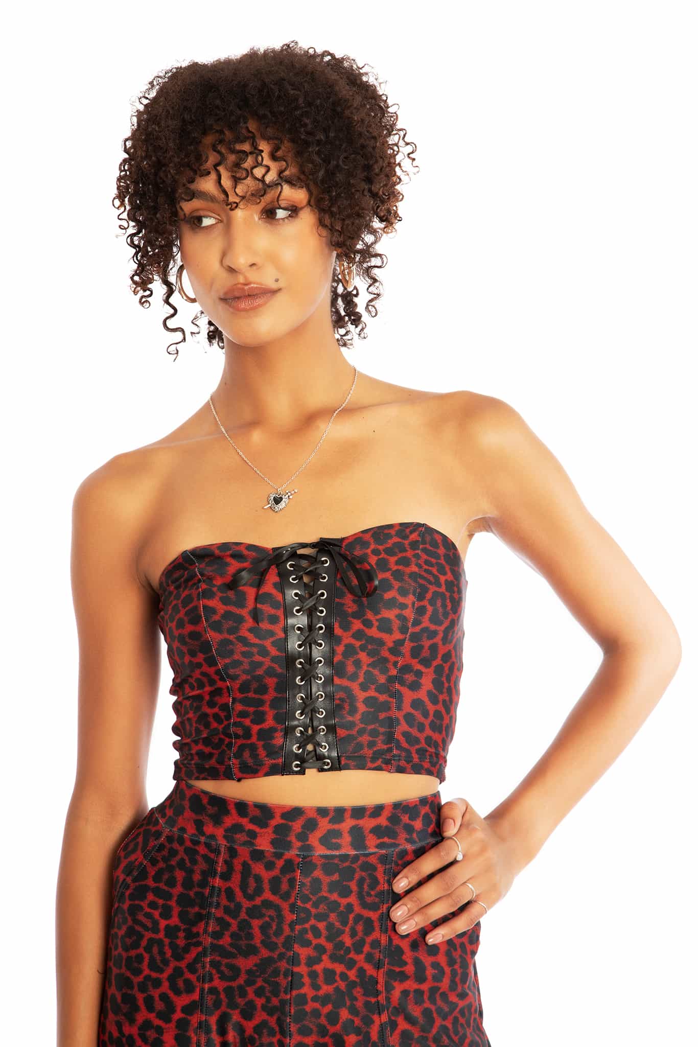 Claws Out Red Lace Up Bustier Crop - Image 4