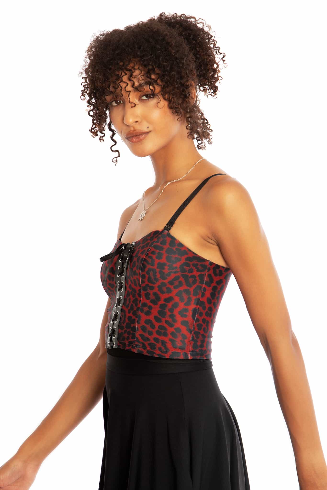 Claws Out Red Lace Up Bustier Crop - Image 6
