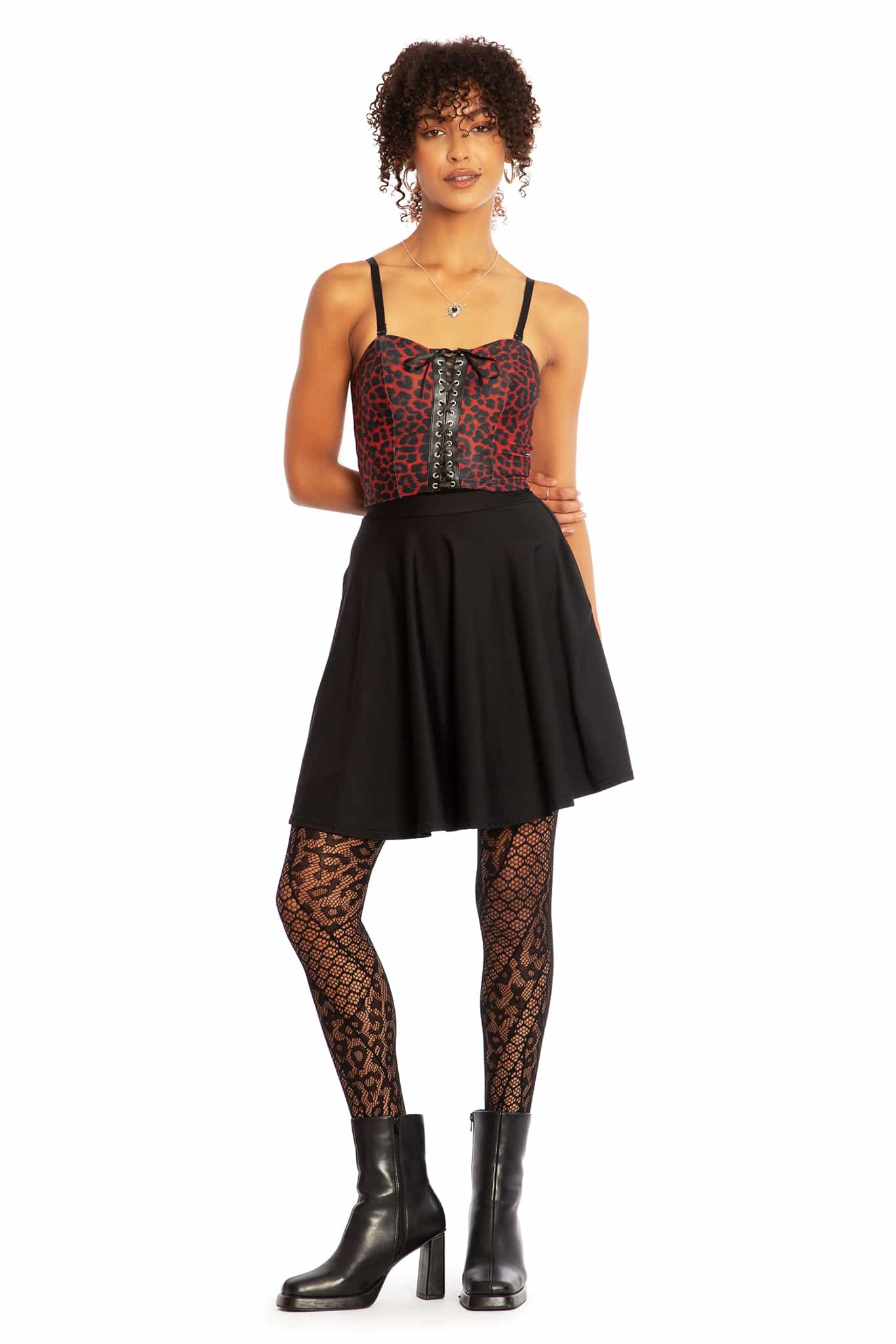 Claws Out Red Lace Up Bustier Crop - Image 7