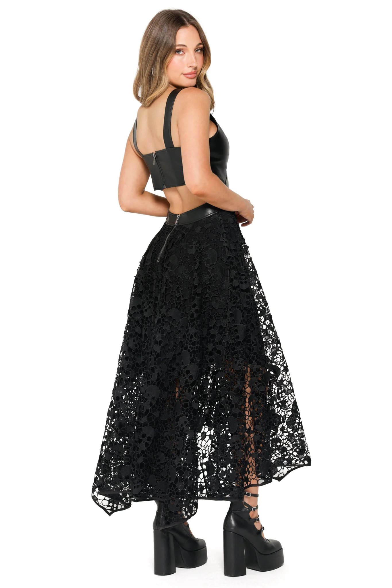 Route 666 Skull Lace Handkerchief Maxi Dress - Image 4