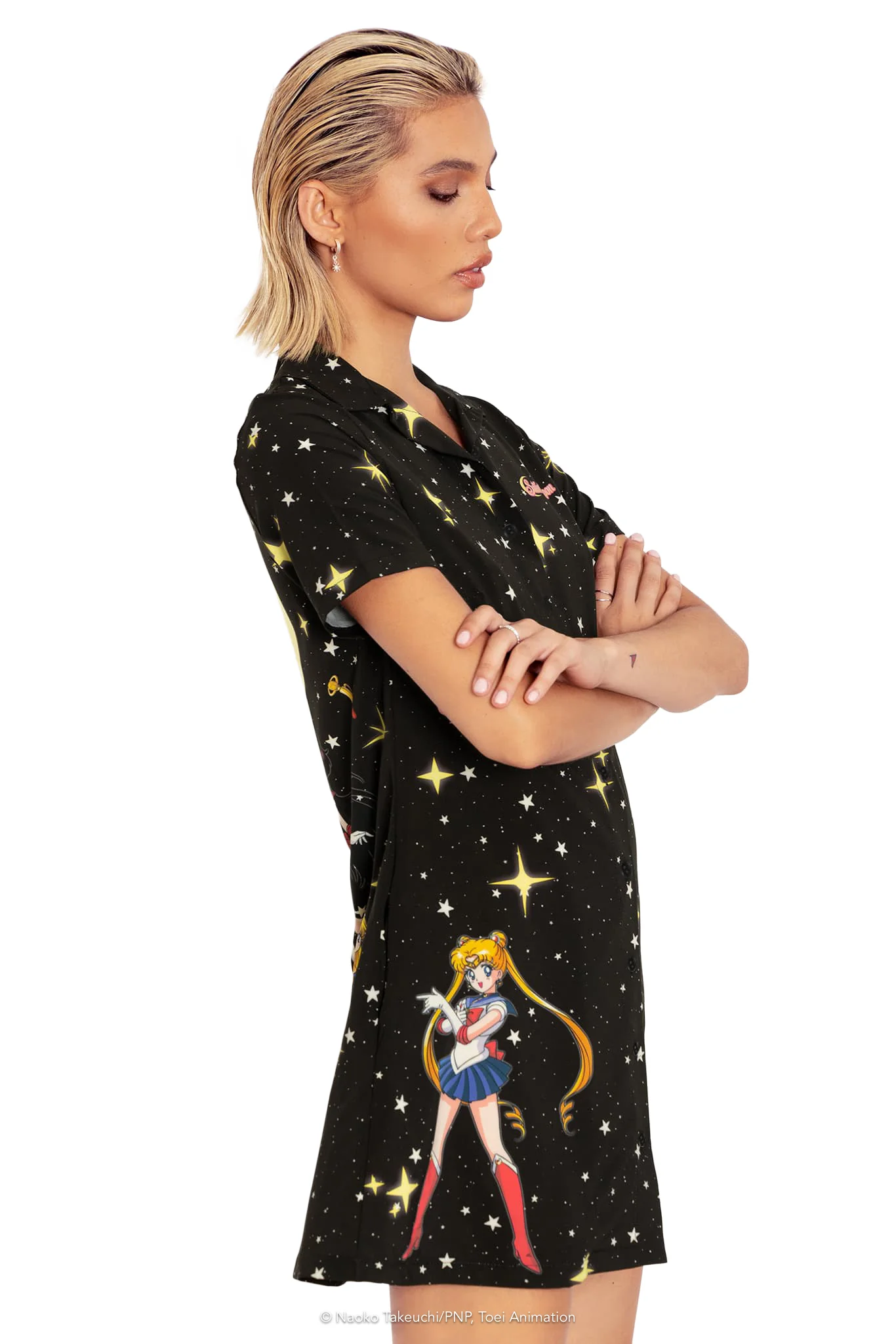 Sailor Guardians Sparkle Short Sleeve Button Up Dress - Image 3