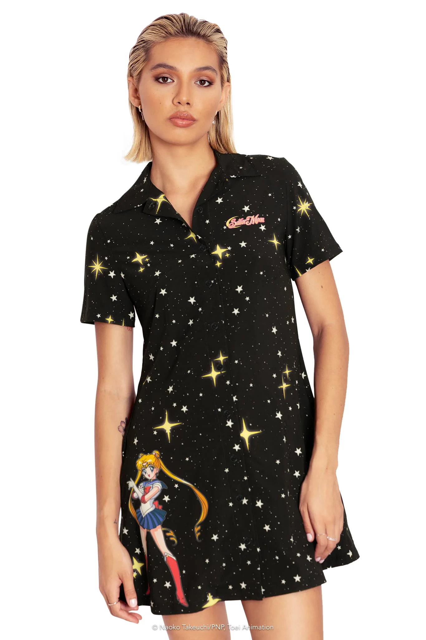 Sailor Guardians Sparkle Short Sleeve Button Up Dress - Image 4