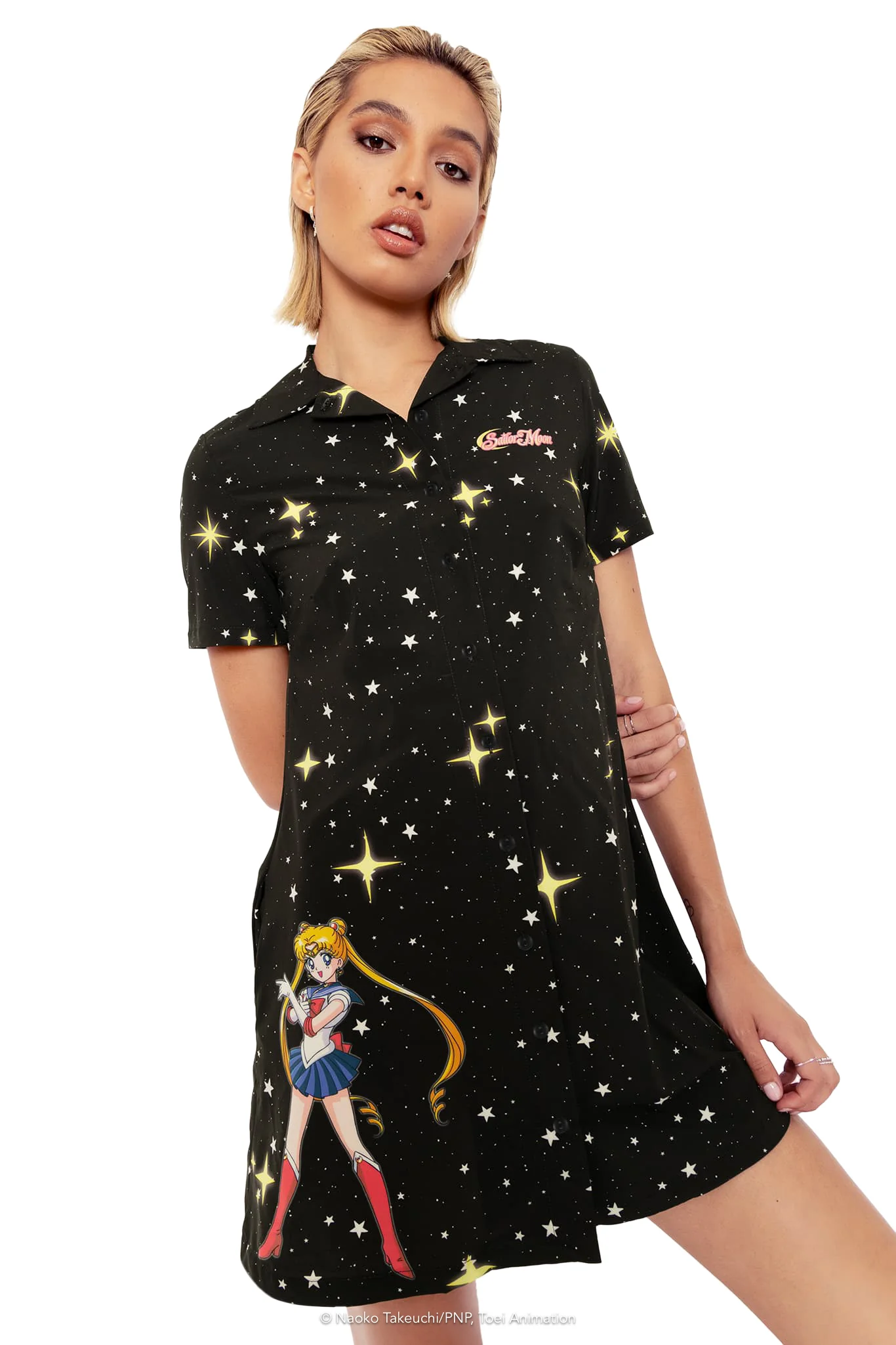 Sailor Guardians Sparkle Short Sleeve Button Up Dress - Image 6