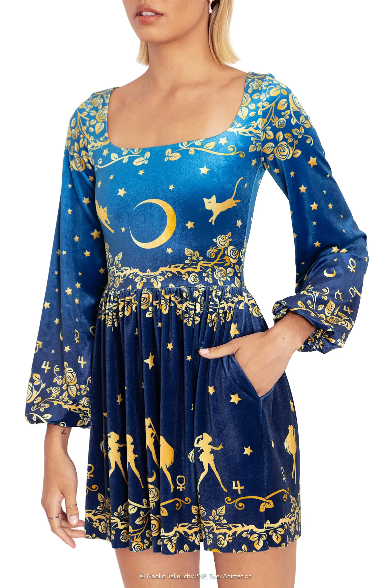 Sailor Guardians Stars Velvet Squared Up Bishop Dress - Image 3