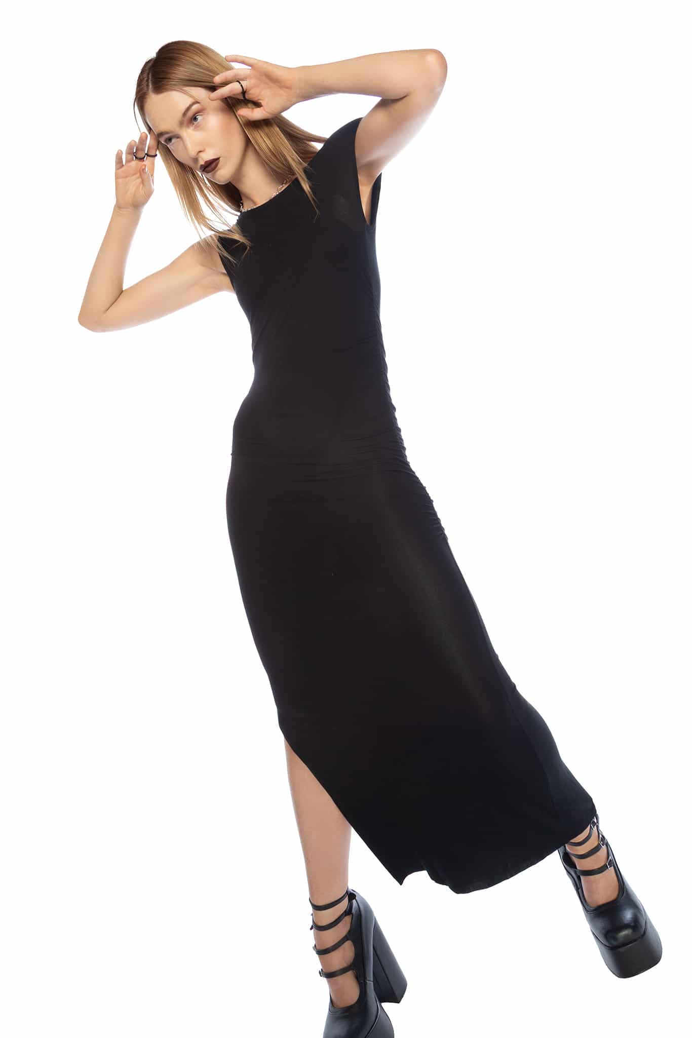 Sculpted Black Off The Shoulder Dress - Image 8