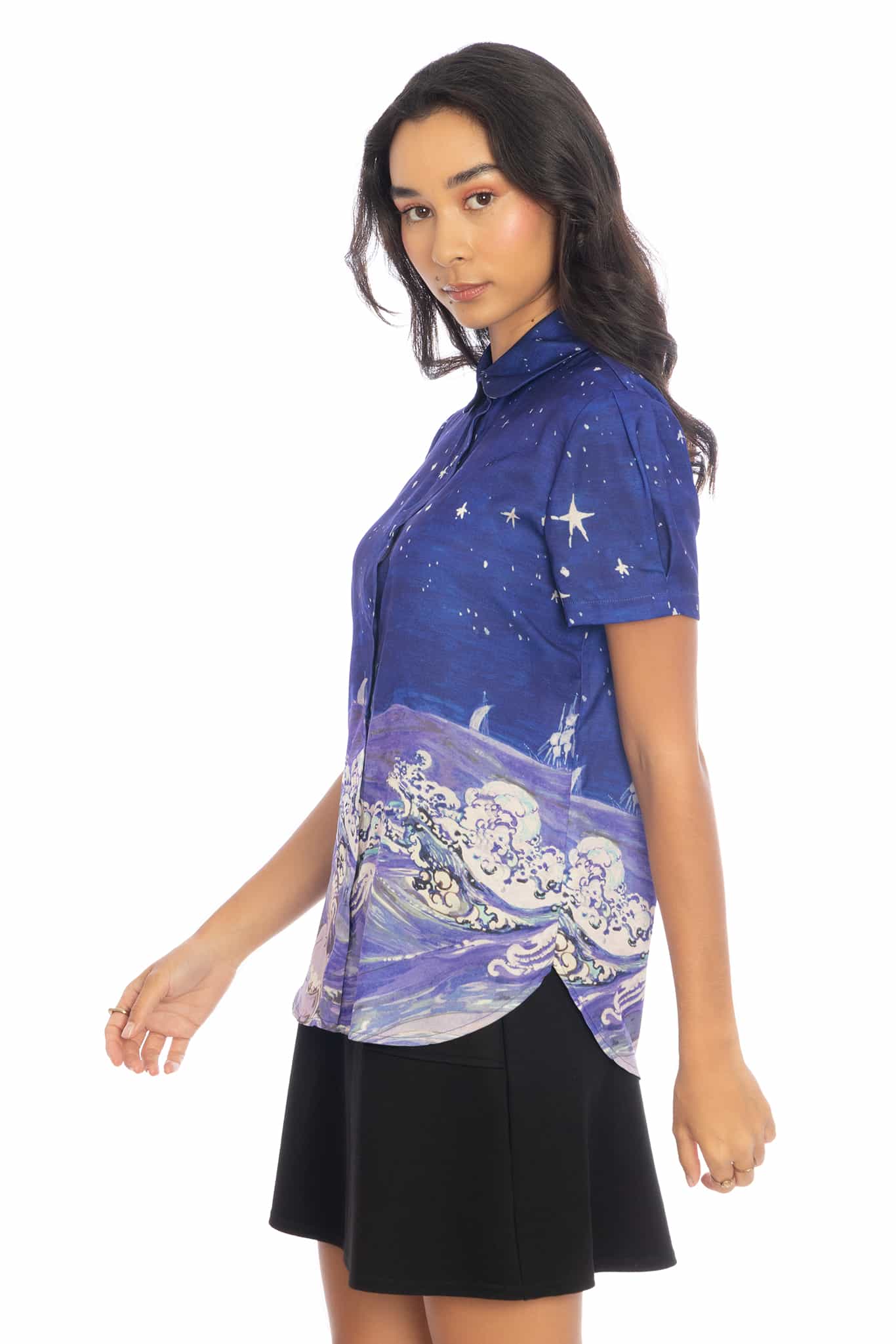 Sea Creatures Puff Sleeve Cute As A Button Shirt - Image 5