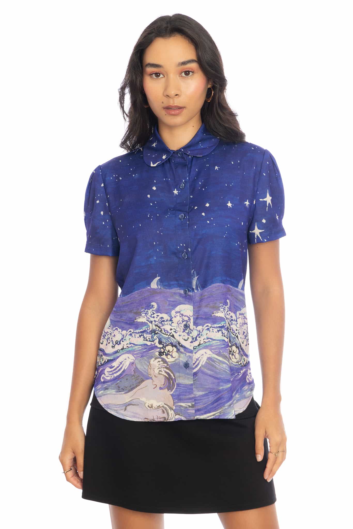 Sea Creatures Puff Sleeve Cute As A Button Shirt - Image 6