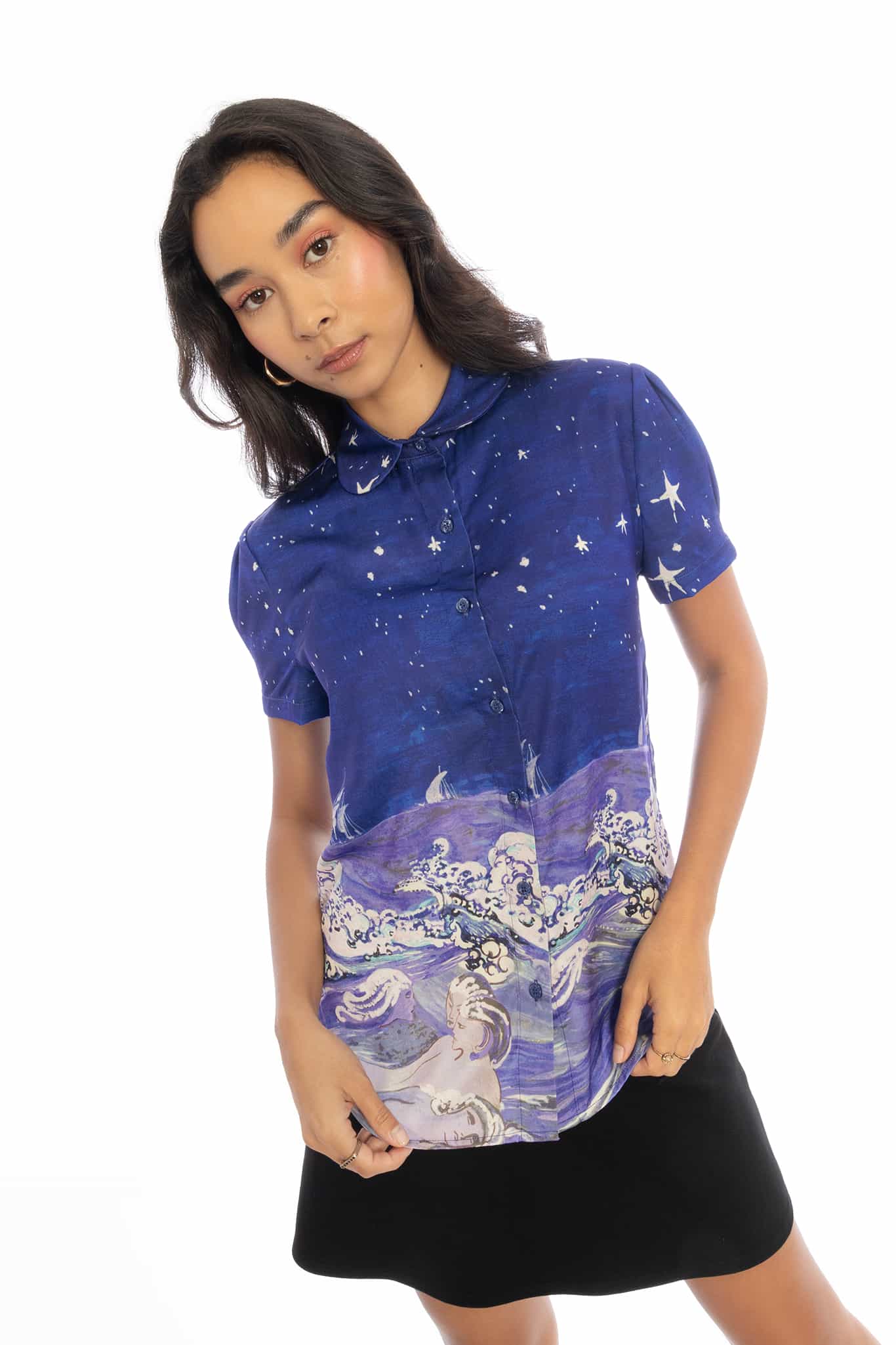 Sea Creatures Puff Sleeve Cute As A Button Shirt - Image 8