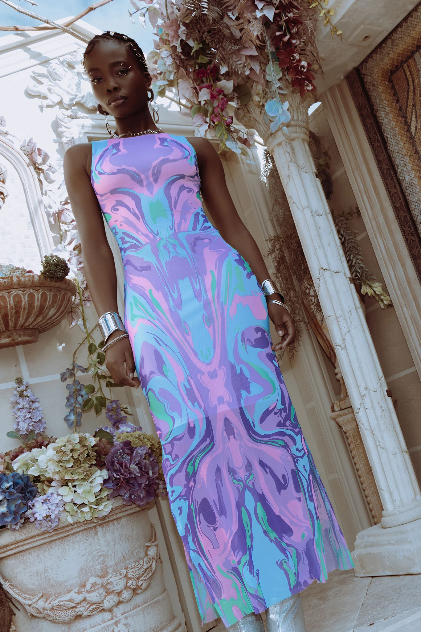 Secrets Of The Sea Sheer Column Maxi Dress - Image 4