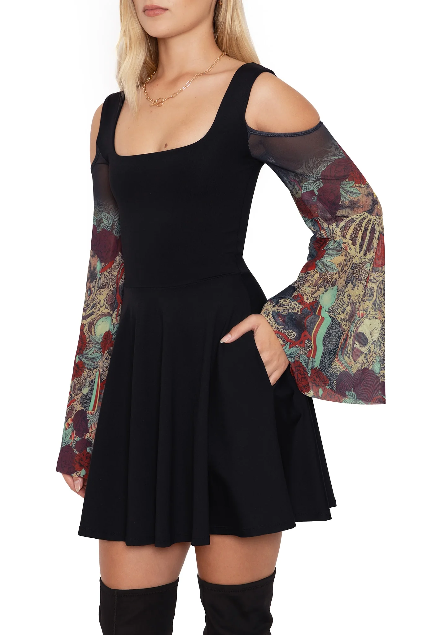 Shu-Ra Sheer Sleeve Matte Tank Dress - Image 3