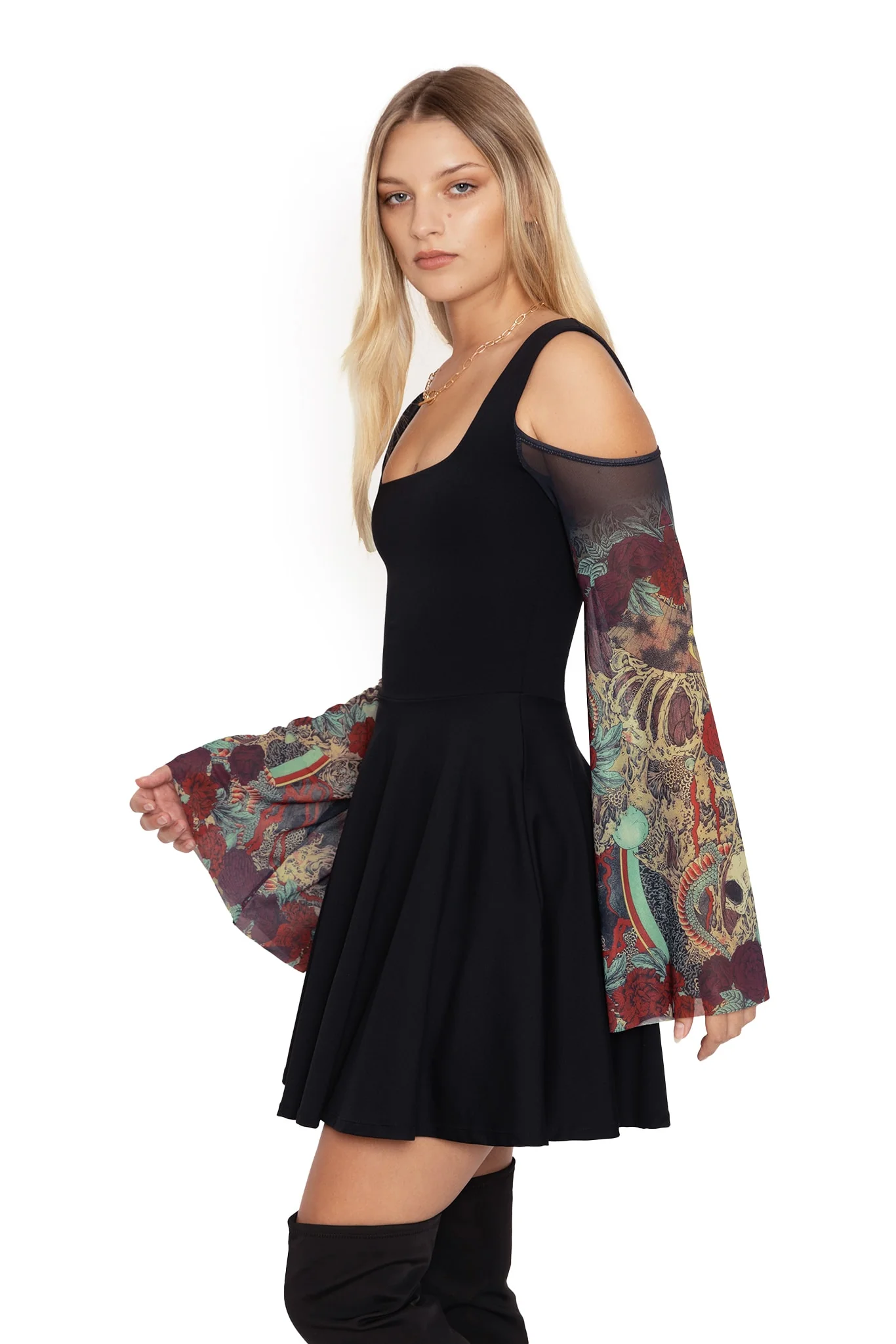 Shu-Ra Sheer Sleeve Matte Tank Dress - Image 6