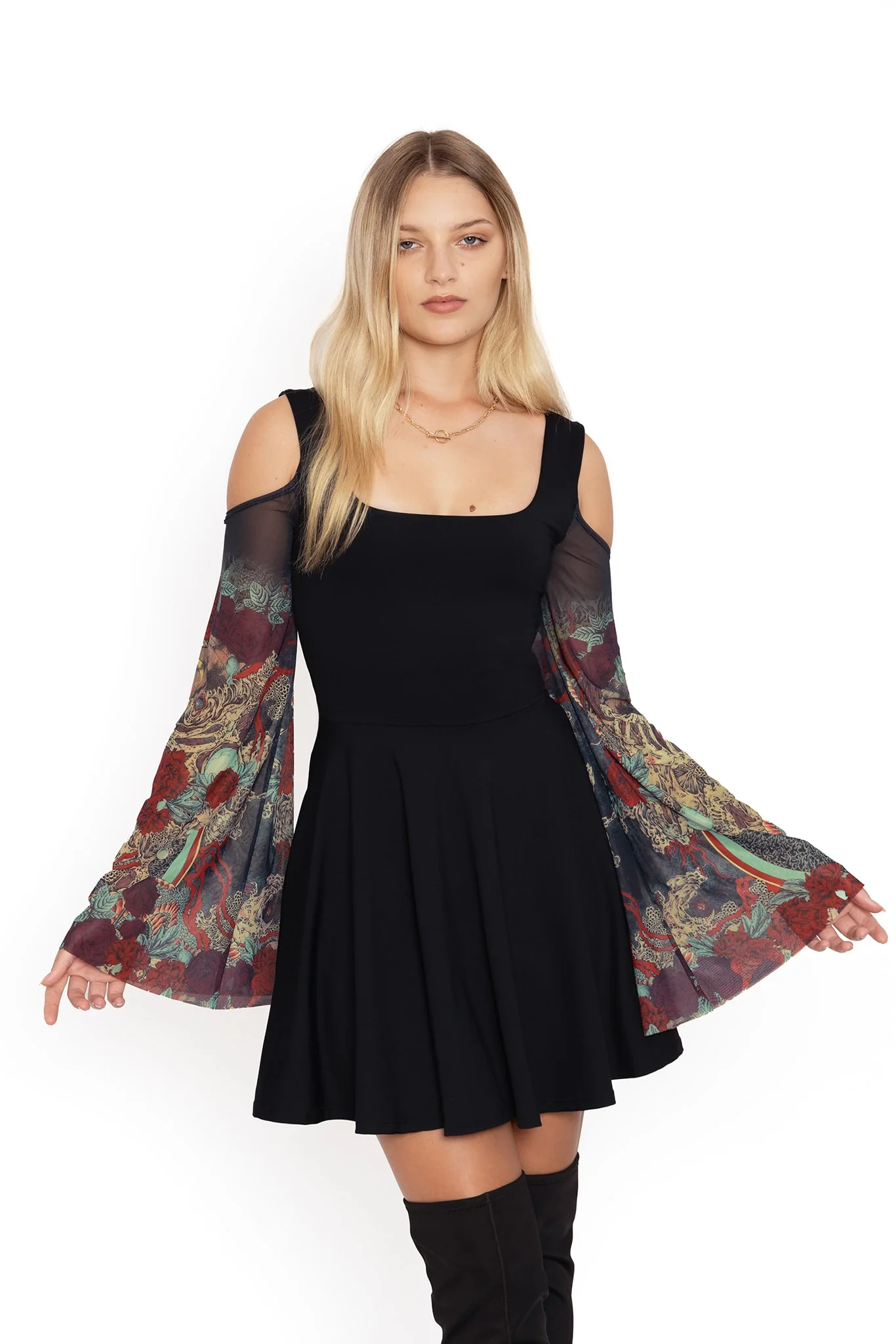 Shu-Ra Sheer Sleeve Matte Tank Dress - Image 7