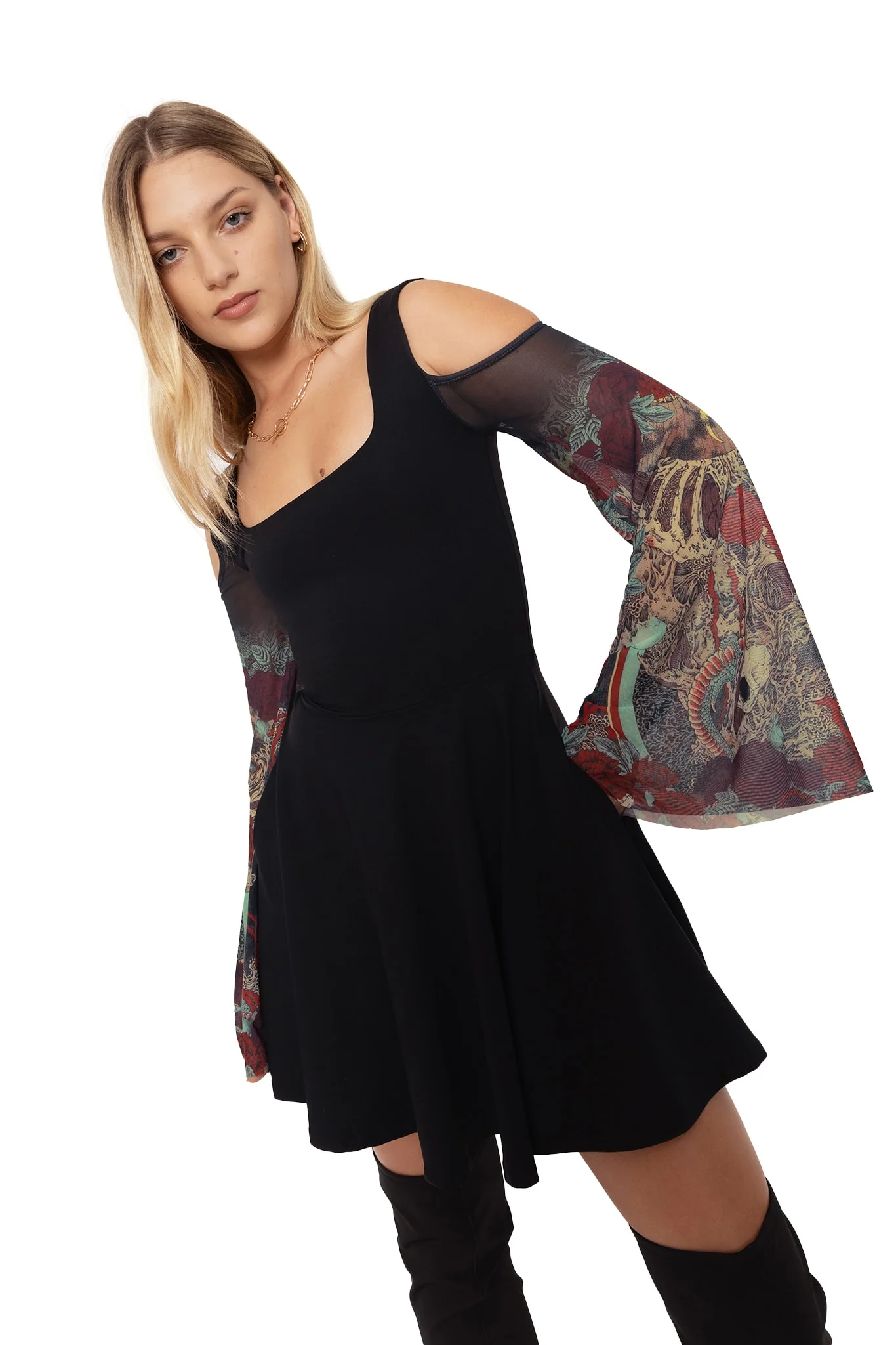 Shu-Ra Sheer Sleeve Matte Tank Dress - Image 8