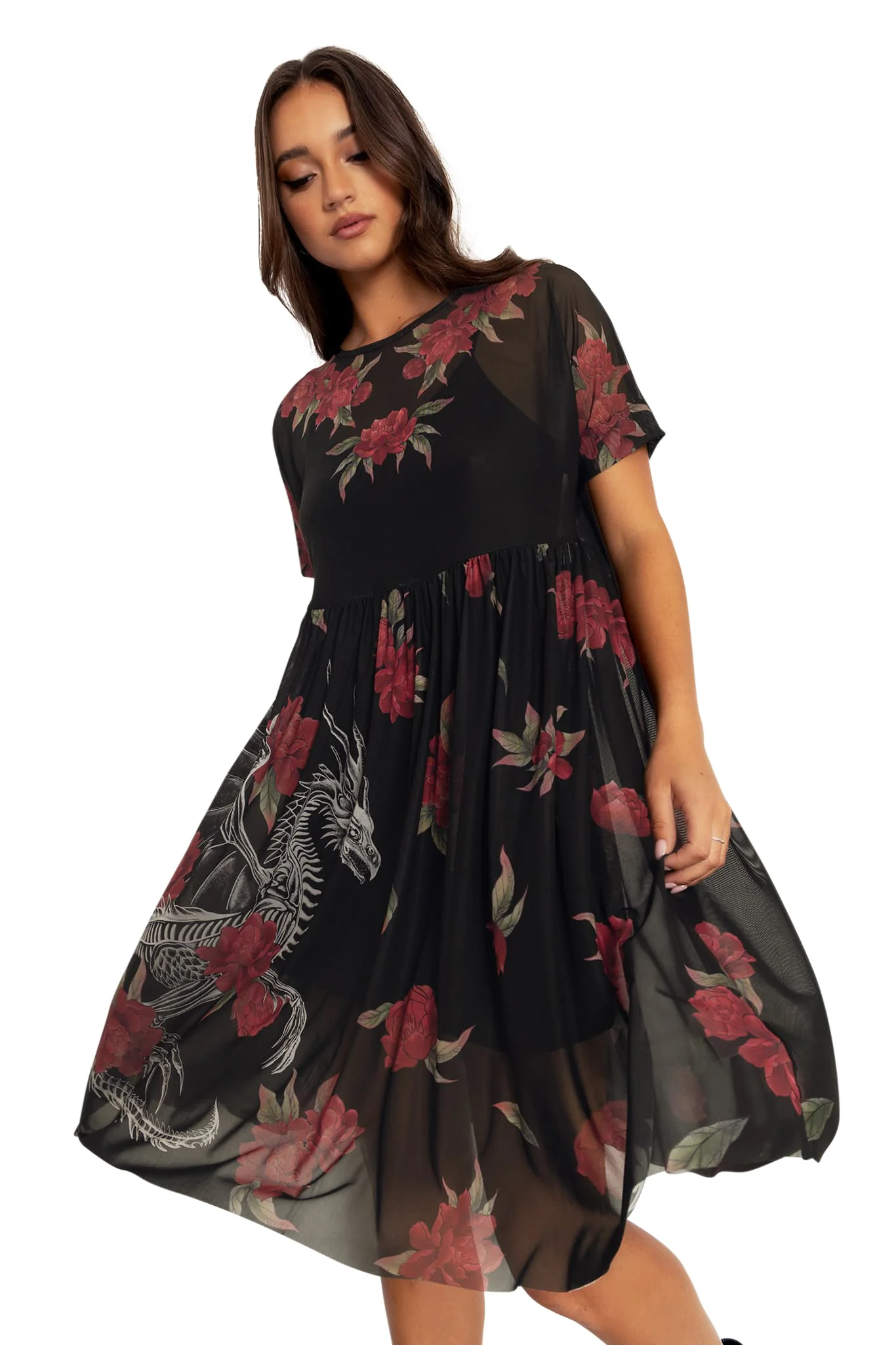 Skeletal Dragon Sheer Smock Dress - Image 7