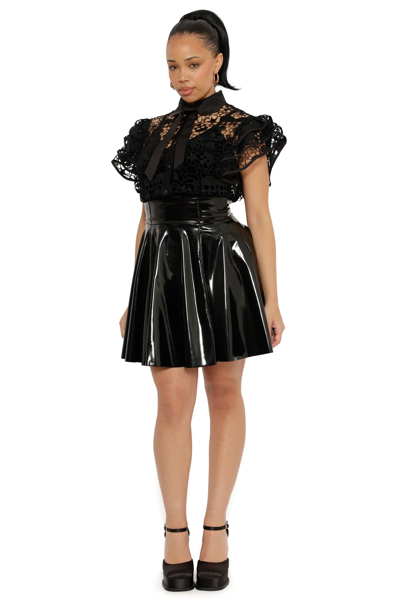 Skull Lace Frill Sleeve Top - Image 4