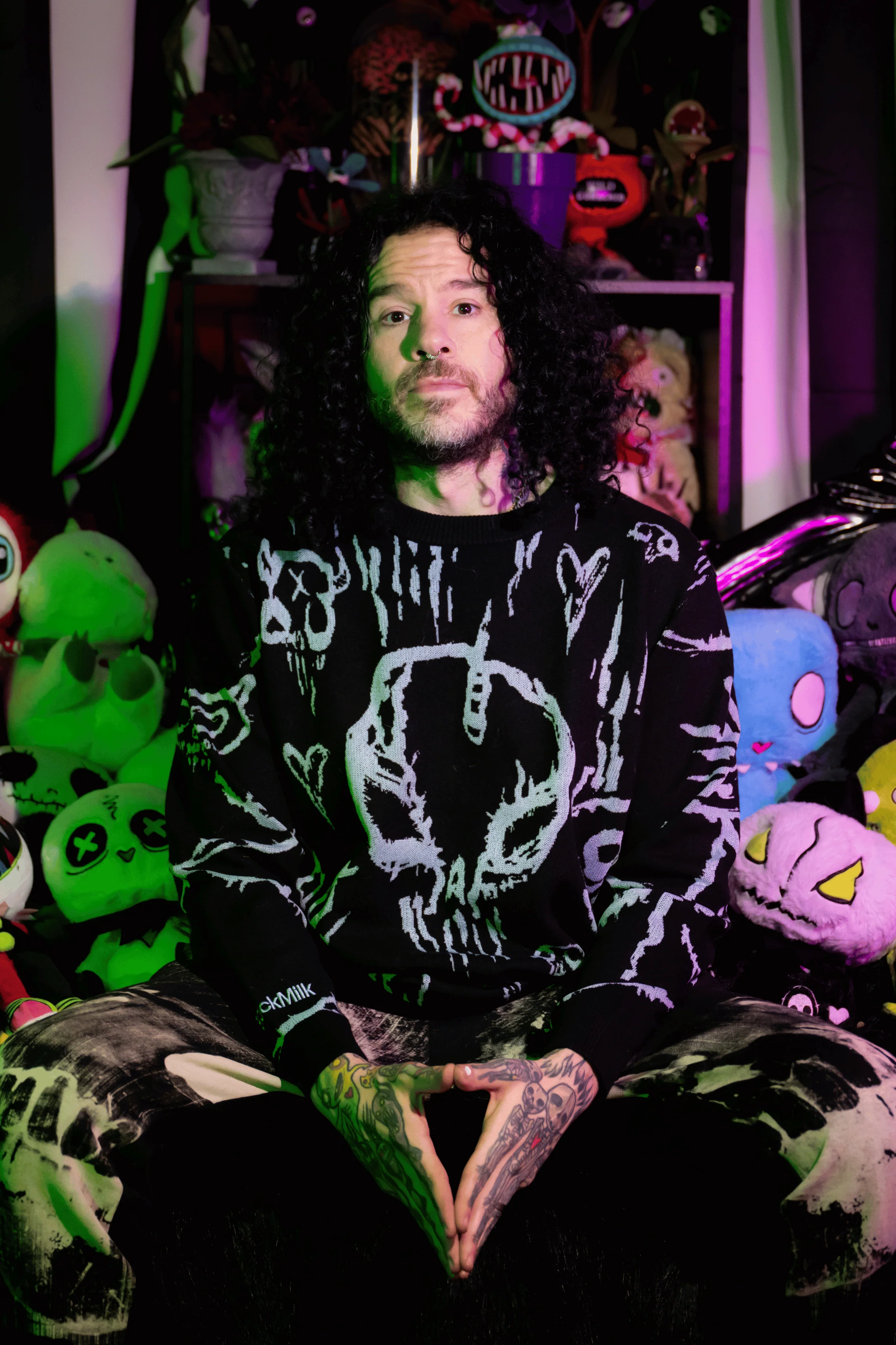 Skulls Oversized Crew Knit Sweater - Image 2