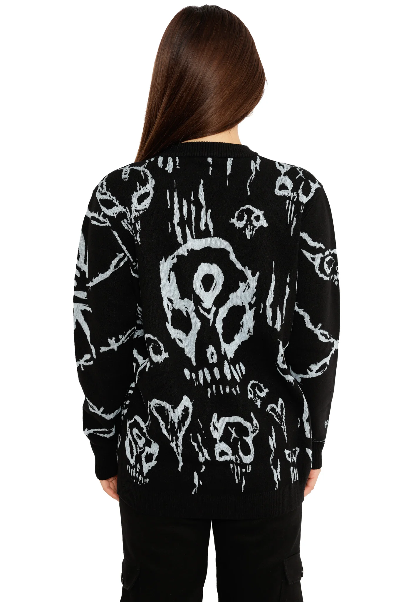 Skulls Oversized Crew Knit Sweater - Image 4