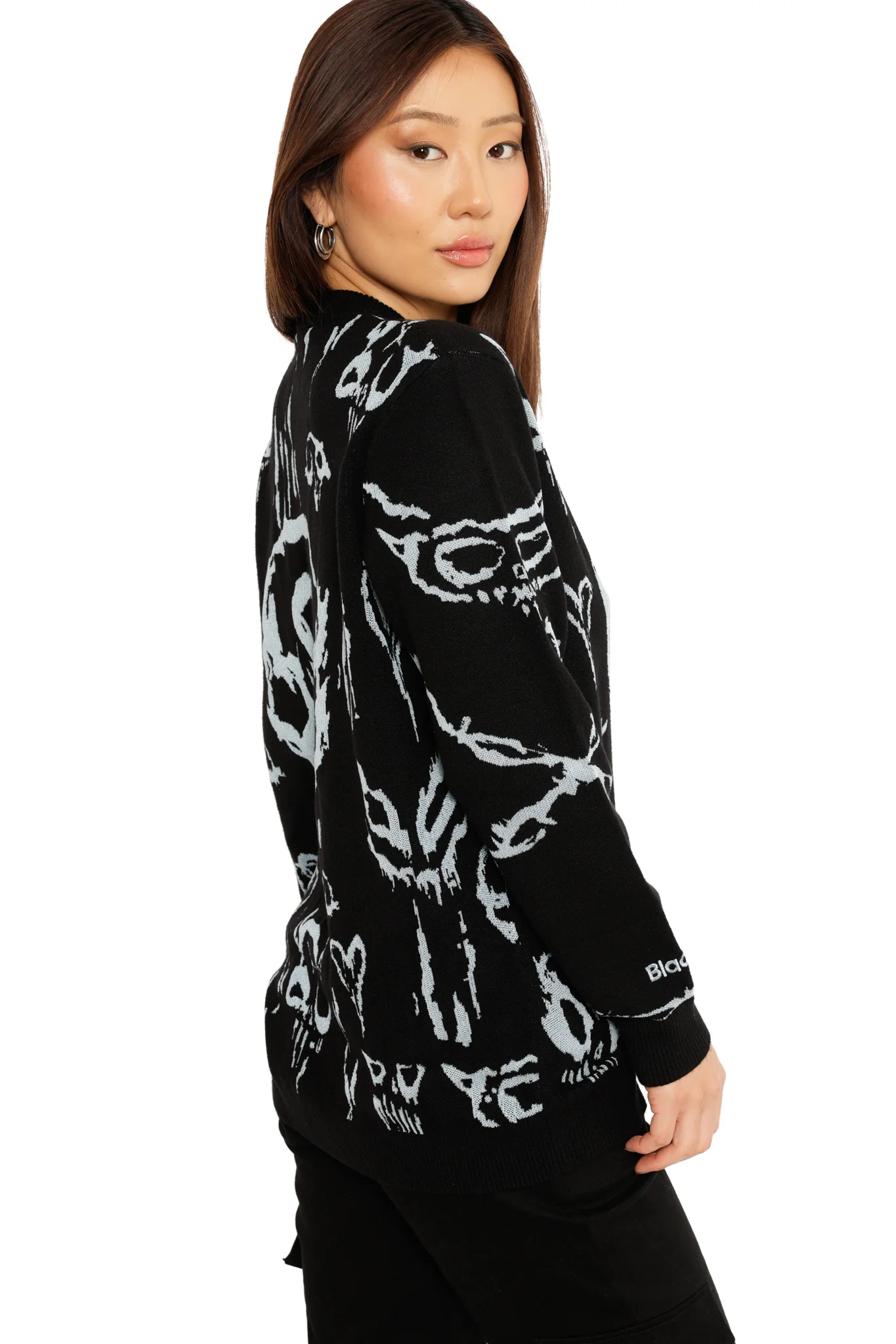 Skulls Oversized Crew Knit Sweater - Image 5