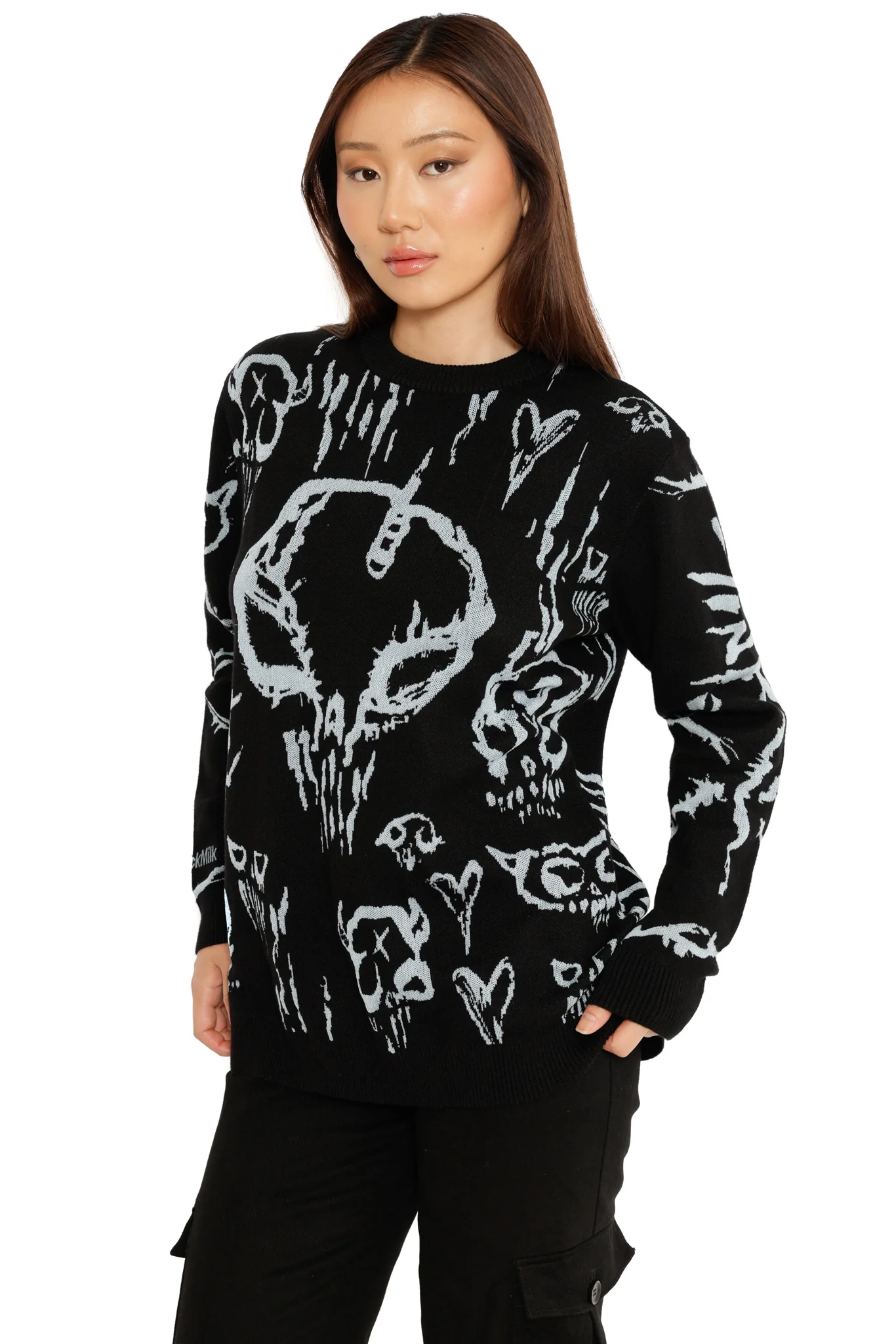 Skulls Oversized Crew Knit Sweater - Image 6