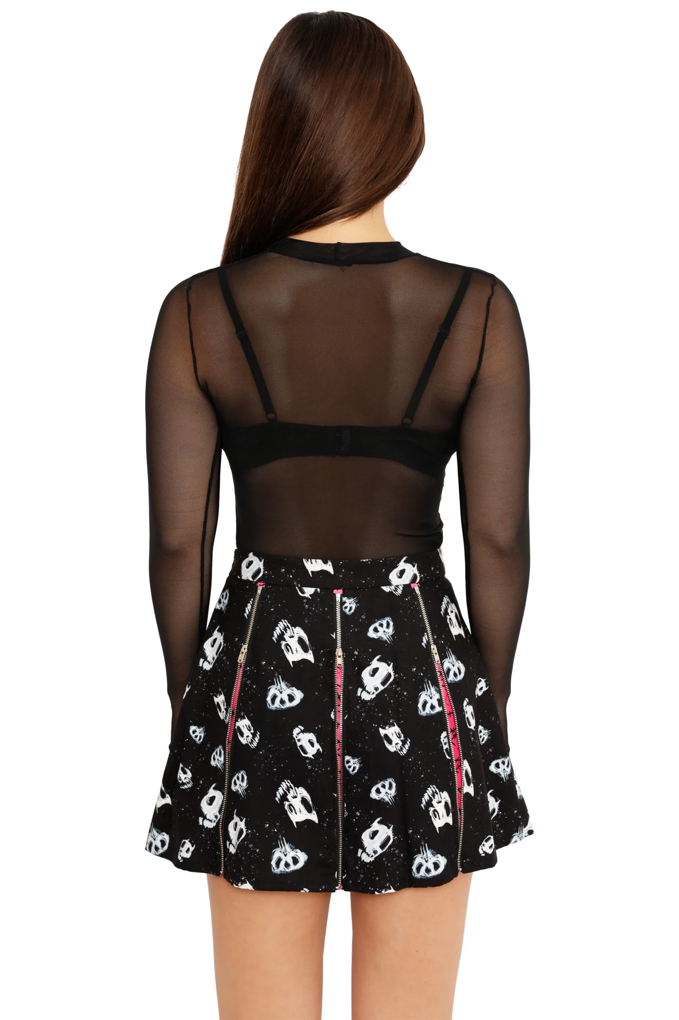 Skulls vs Barbed Wire Zip Mini Skirt - Image 4