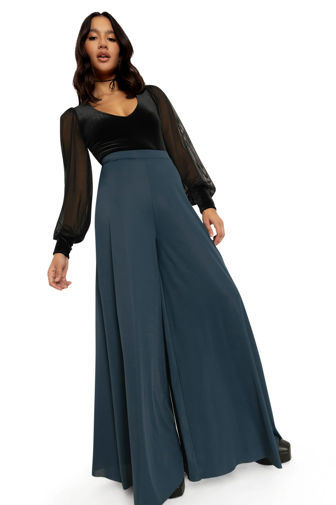 Sleek Teal Palazzo Pants - Image 6
