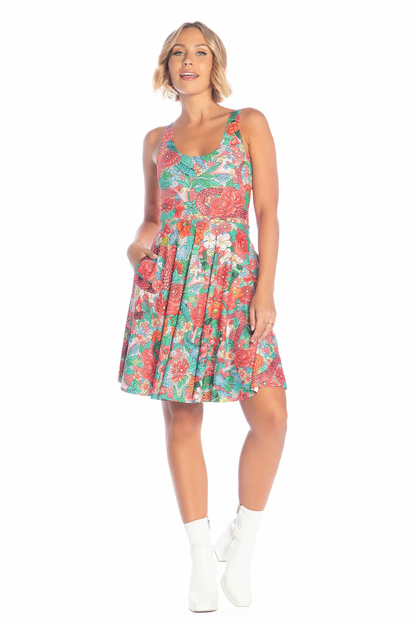 Snakebite Blossoms Reversible Longline Skater Dress - Image 6