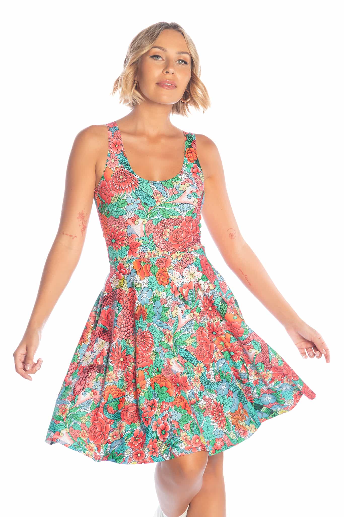 Snakebite Blossoms Reversible Longline Skater Dress - Image 8