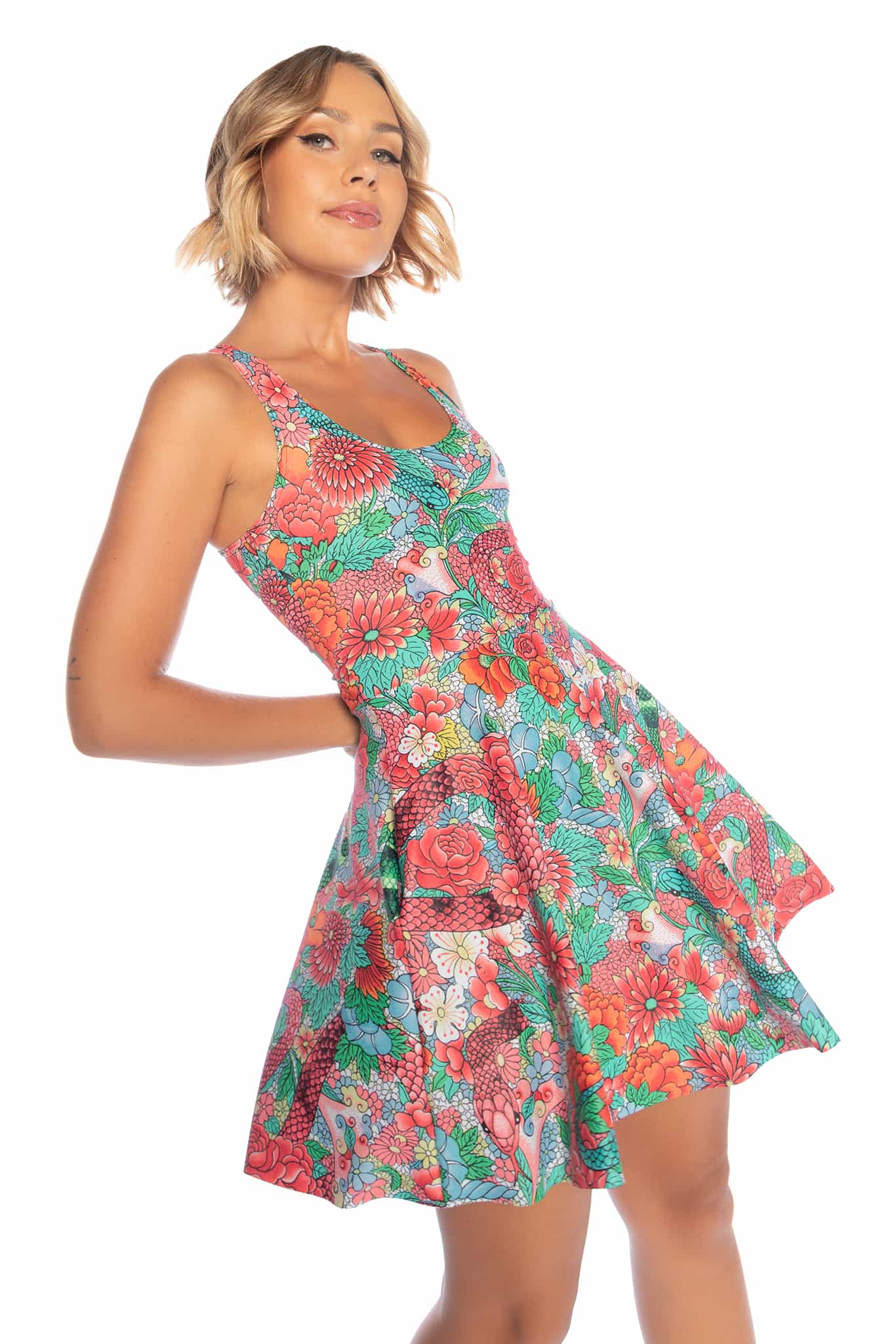 Snakebite Blossoms Reversible Skater Dress - Image 8