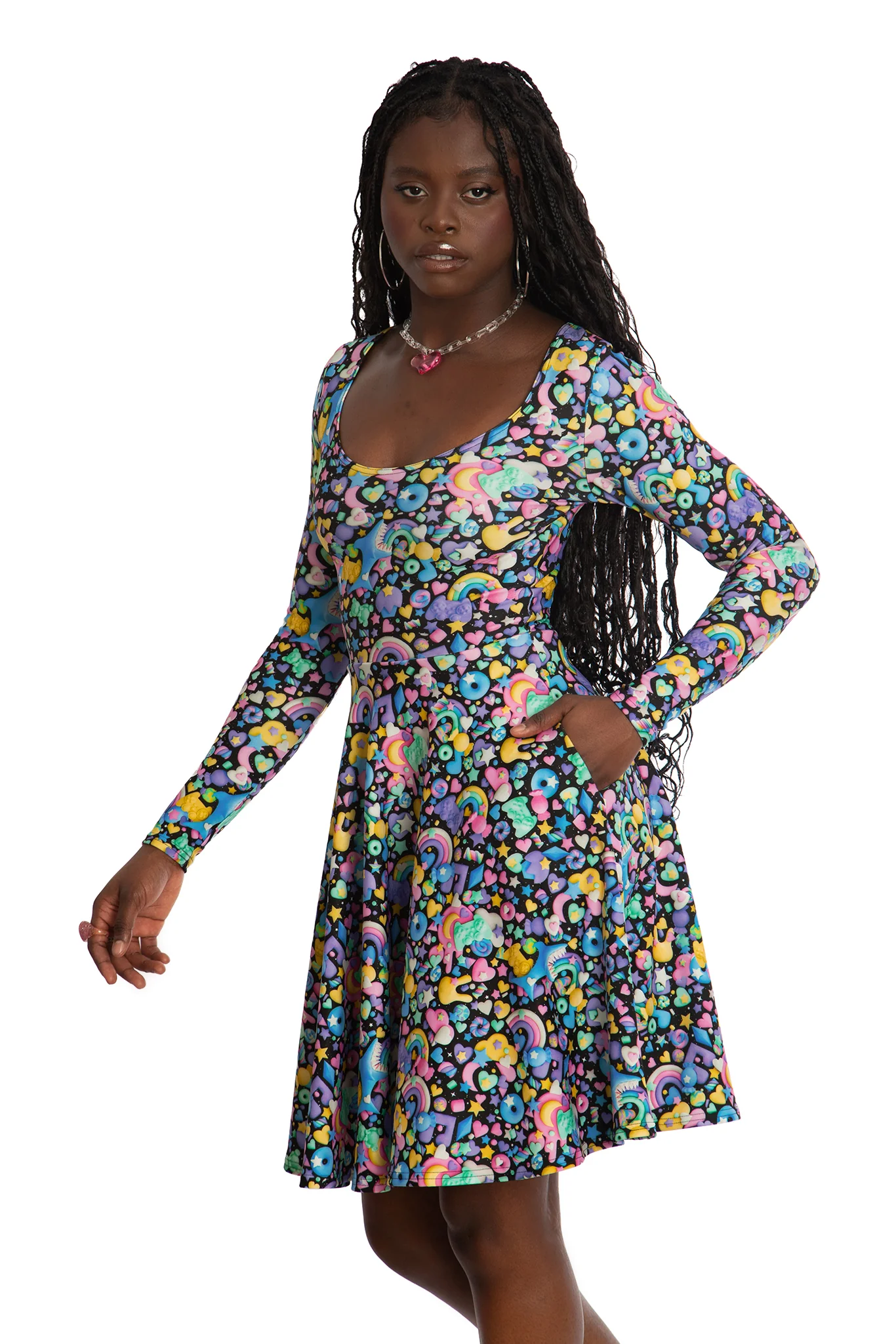 Space Gummies Toastie Long Sleeve Longline Dress - Image 5