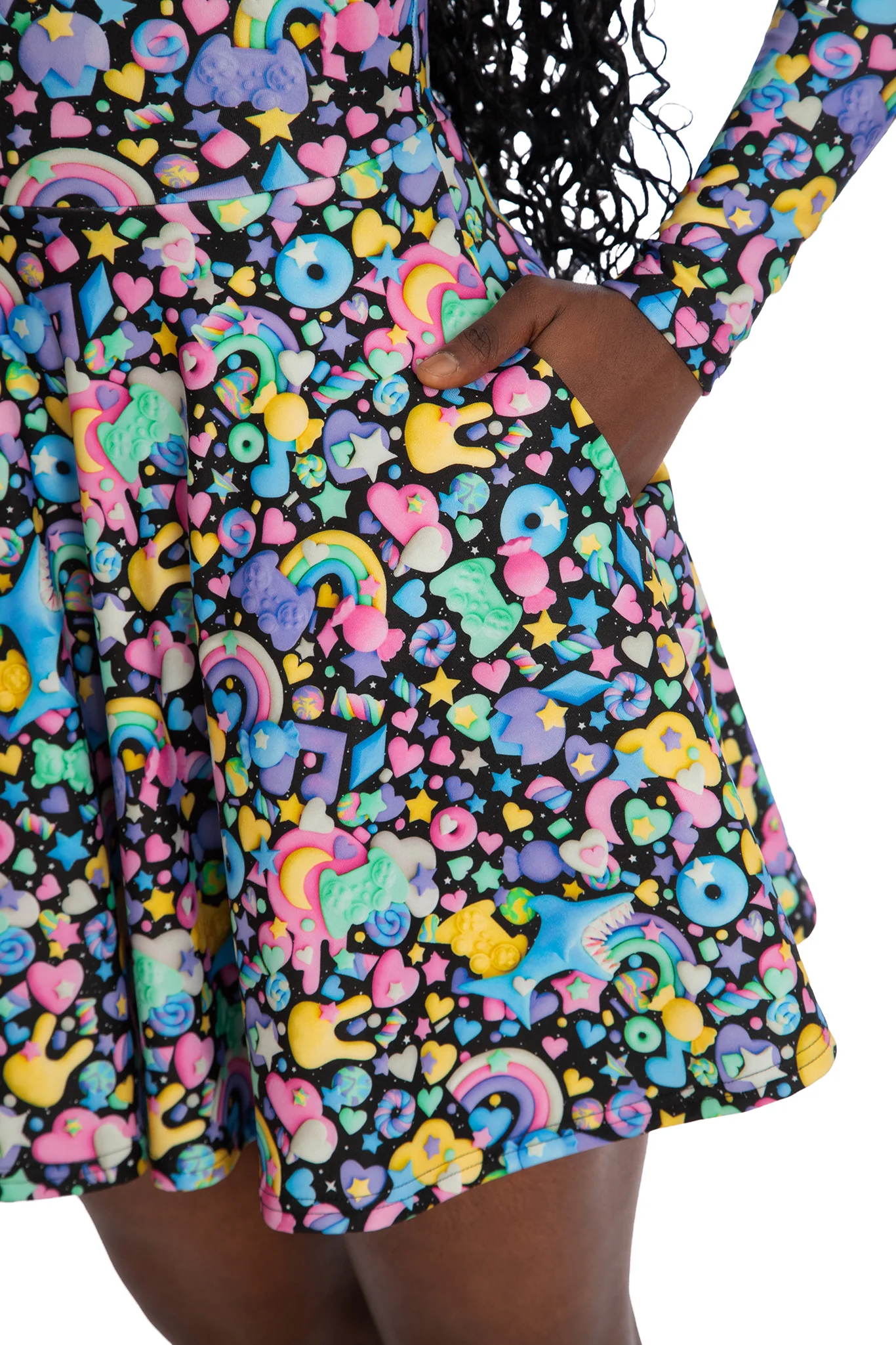 Space Gummies Toastie Long Sleeve Skater Dress - Image 4