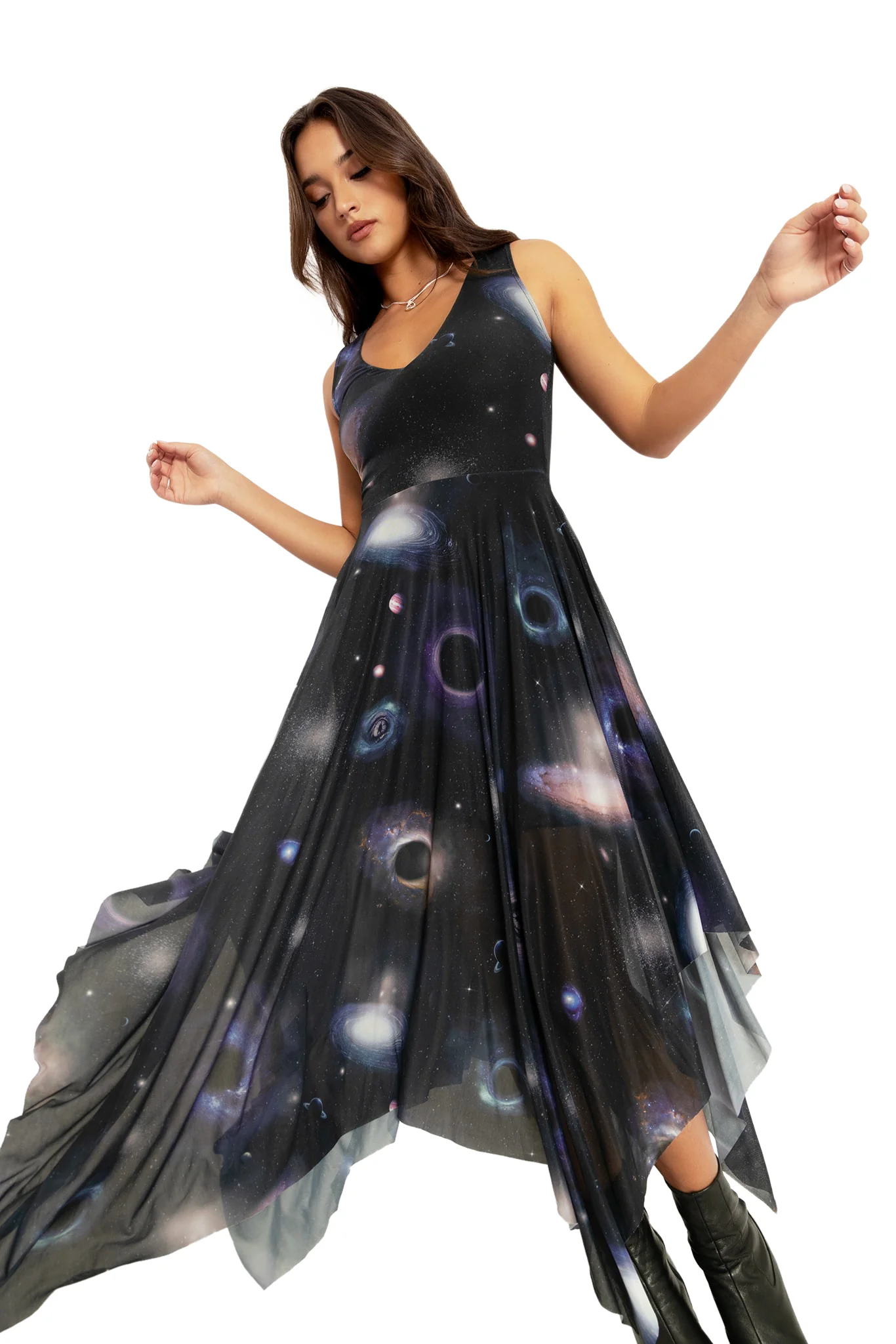 Space Portals V Neck Handkerchief Dress - Image 7