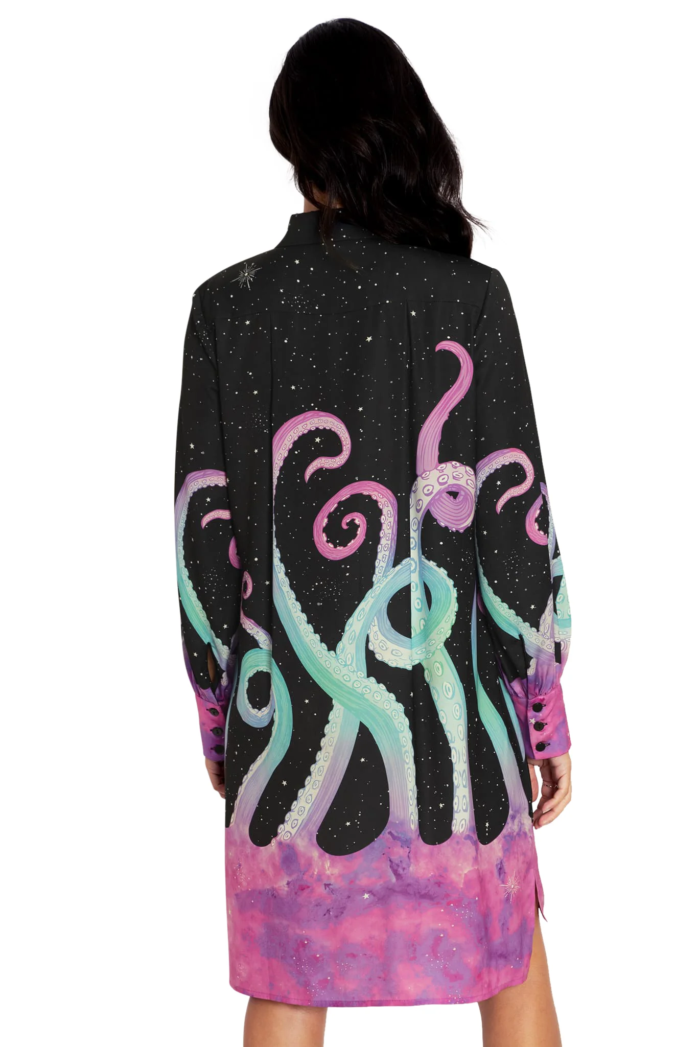 Space Tentacles Long Sleeve Work It Shirt Dress - Image 2