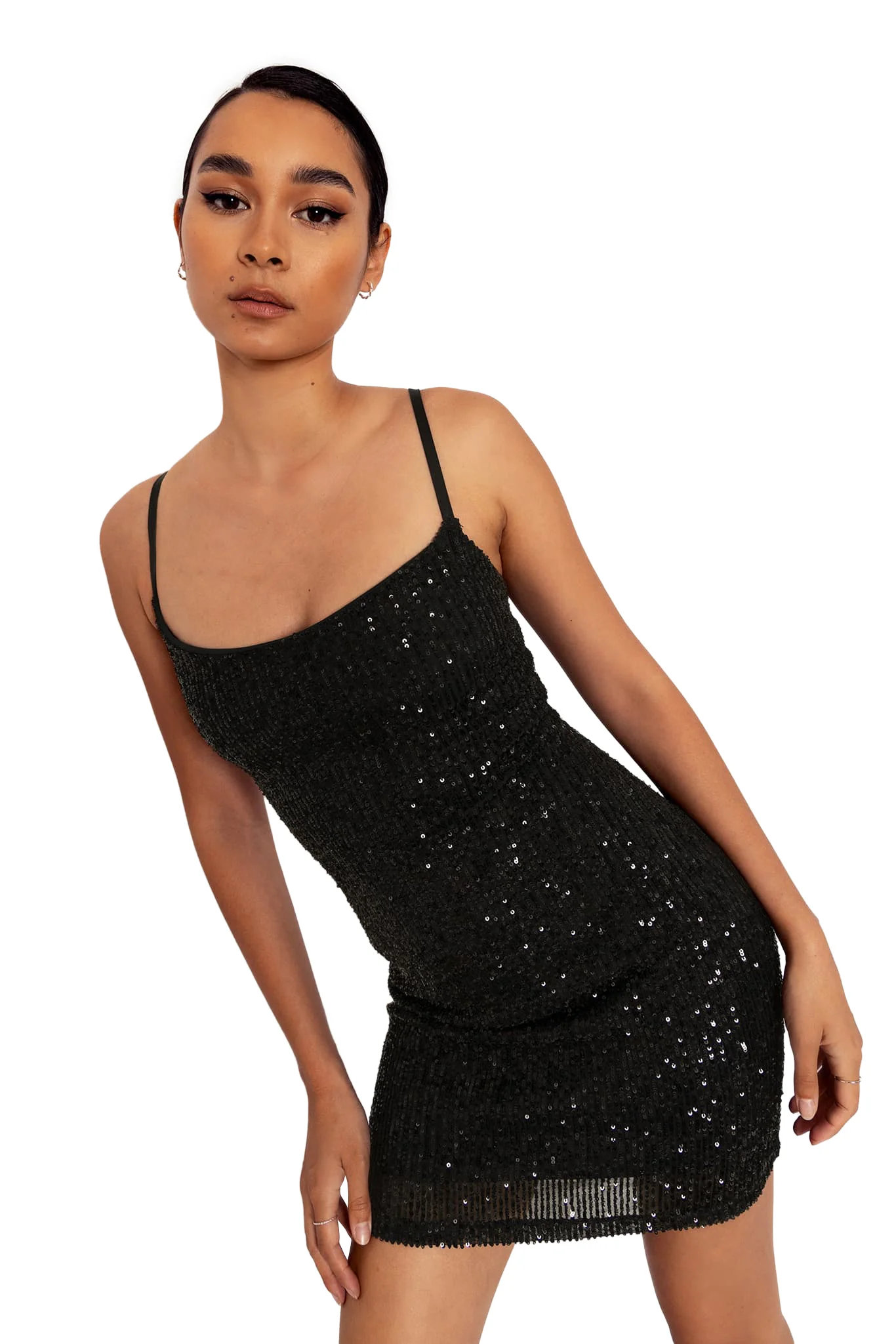 Sparkle Sparkle Black Sequin Lace Back Mini Dress - Image 9