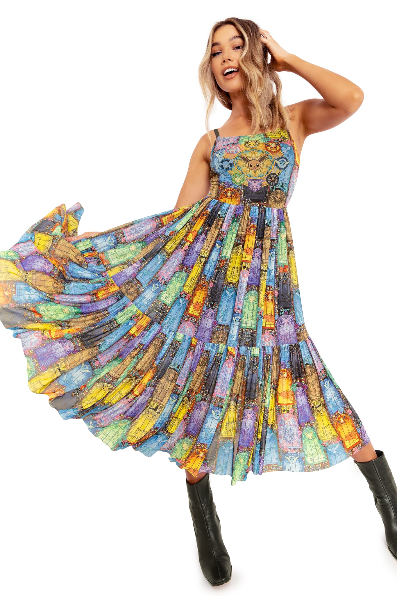 Stained Glass Eevee Scoop Sheer Midaxi Dress - Image 9