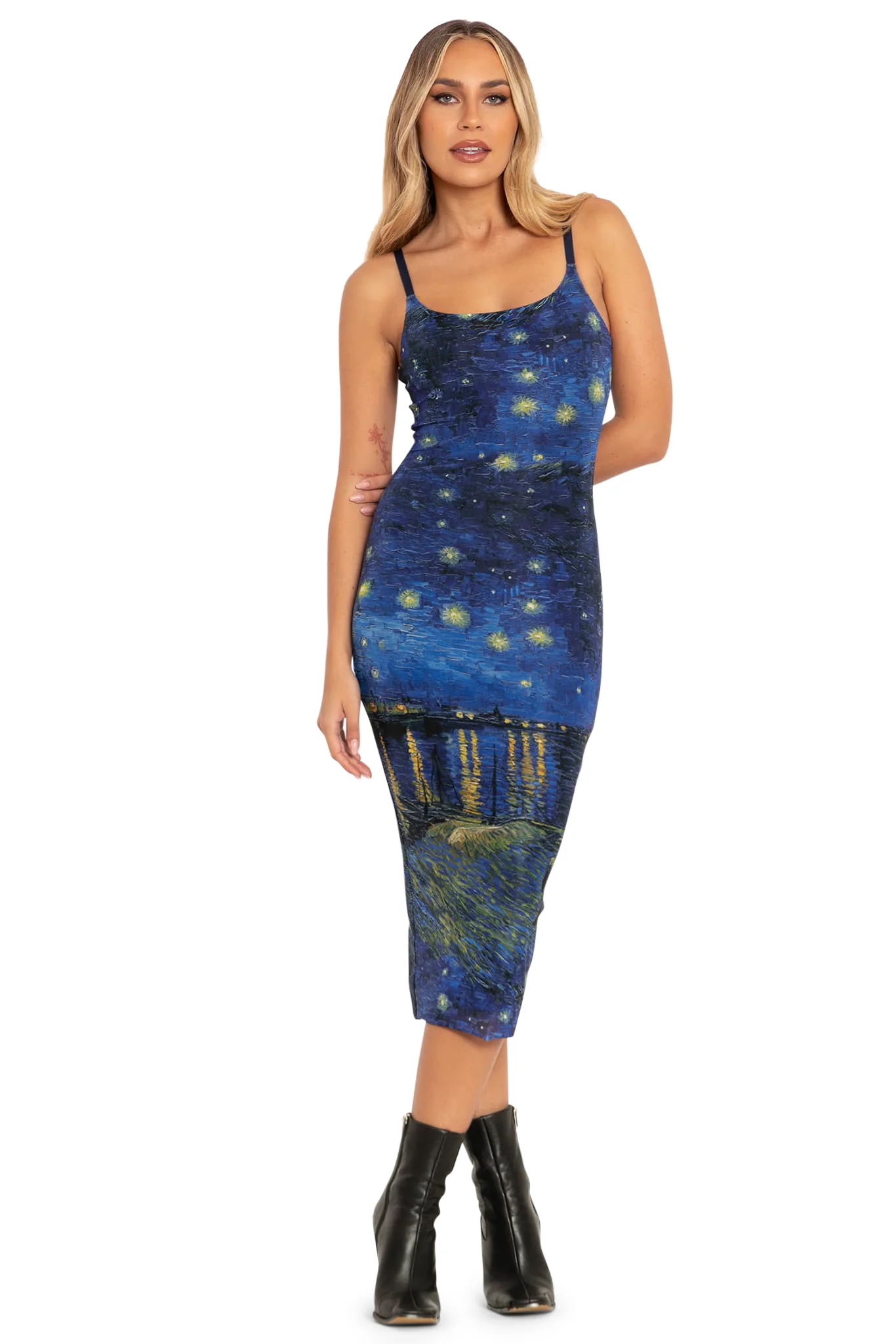 Starry Night Over The Rhône Sheer Bodycon Slip Dress - Image 2