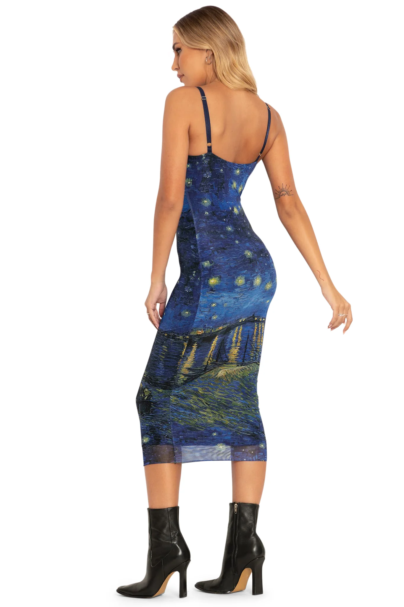 Starry Night Over The Rhône Sheer Bodycon Slip Dress - Image 3