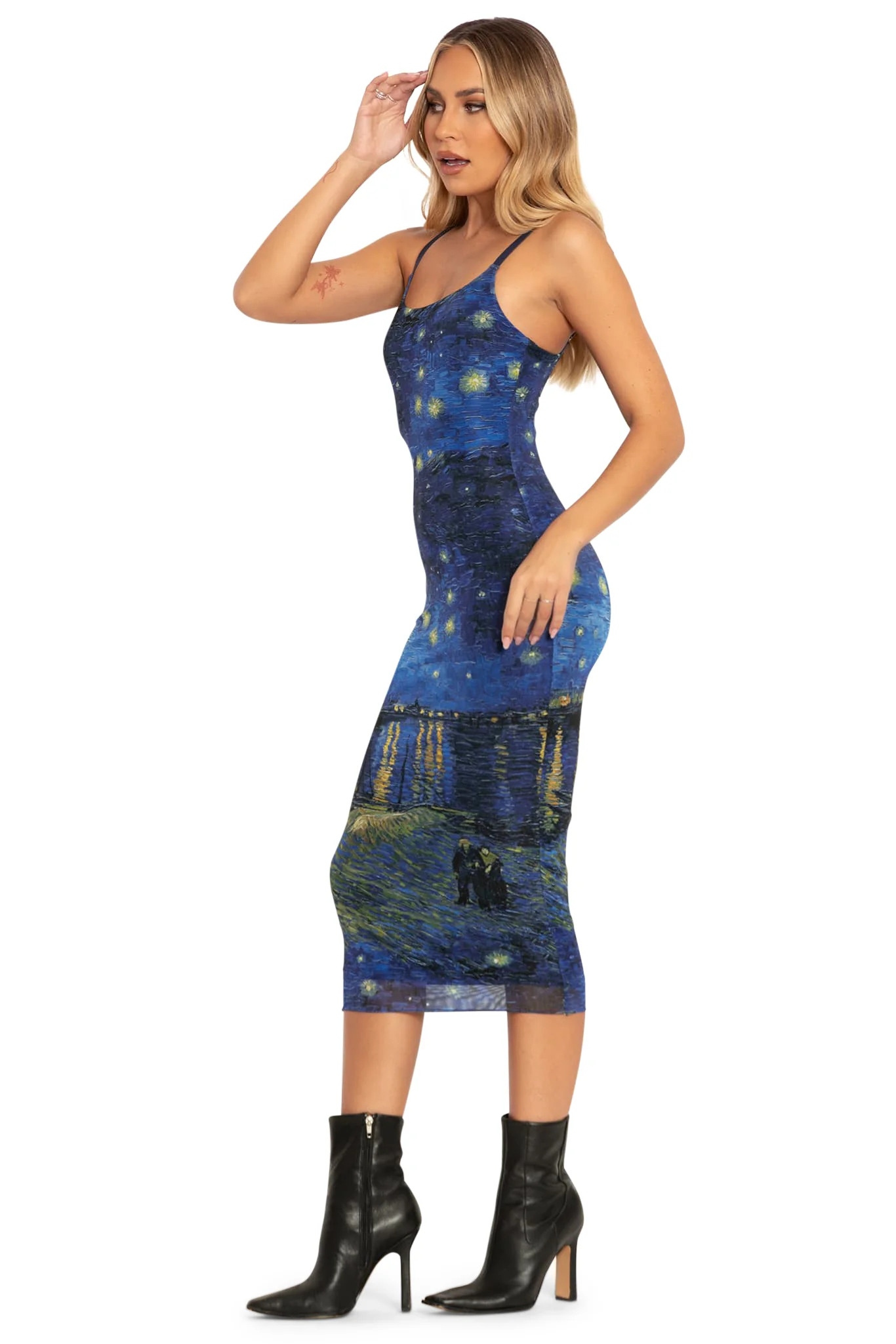Starry Night Over The Rhône Sheer Bodycon Slip Dress - Image 7