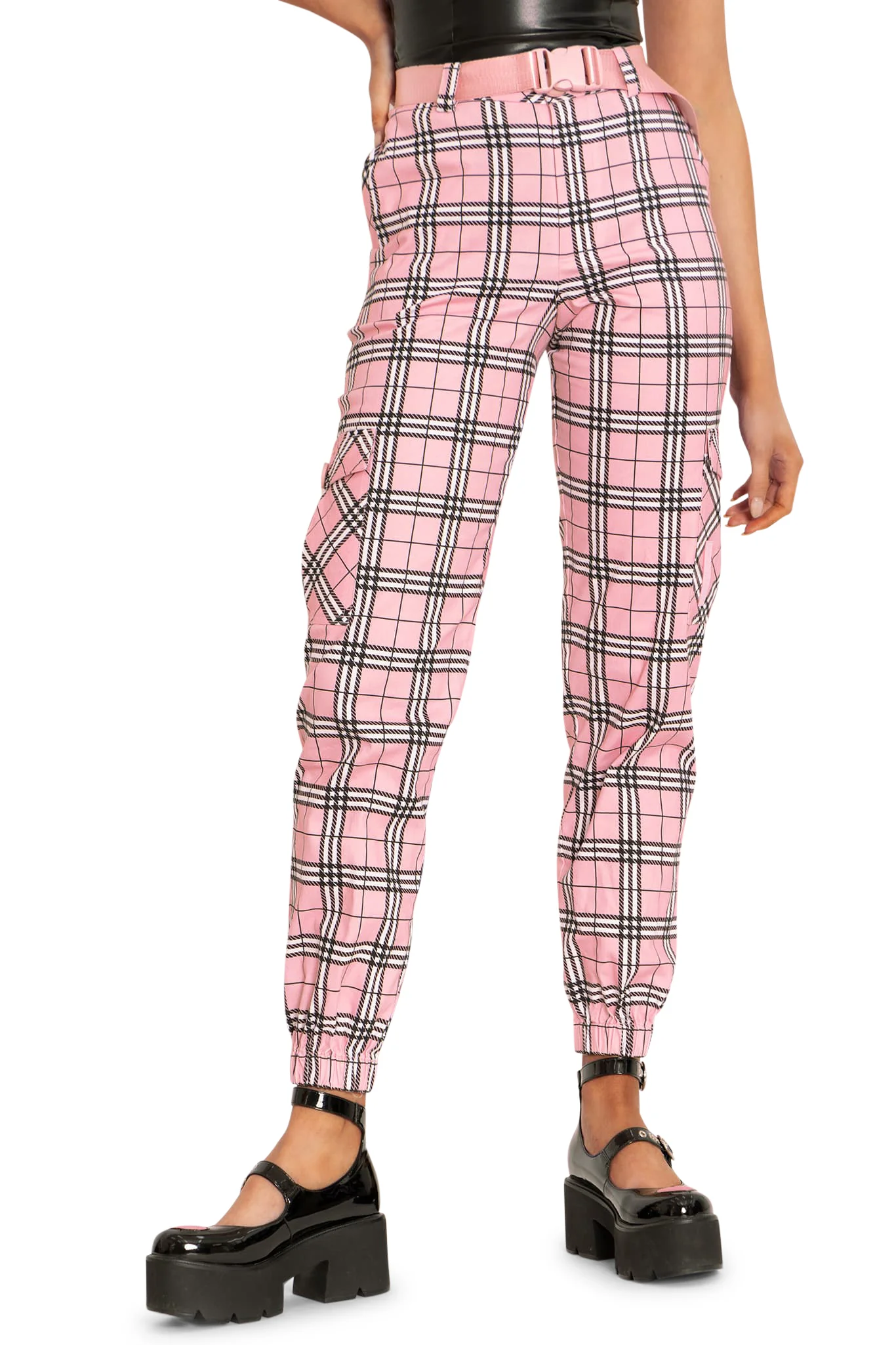 Tartan Baby Pink Cargo Pants - Image 6