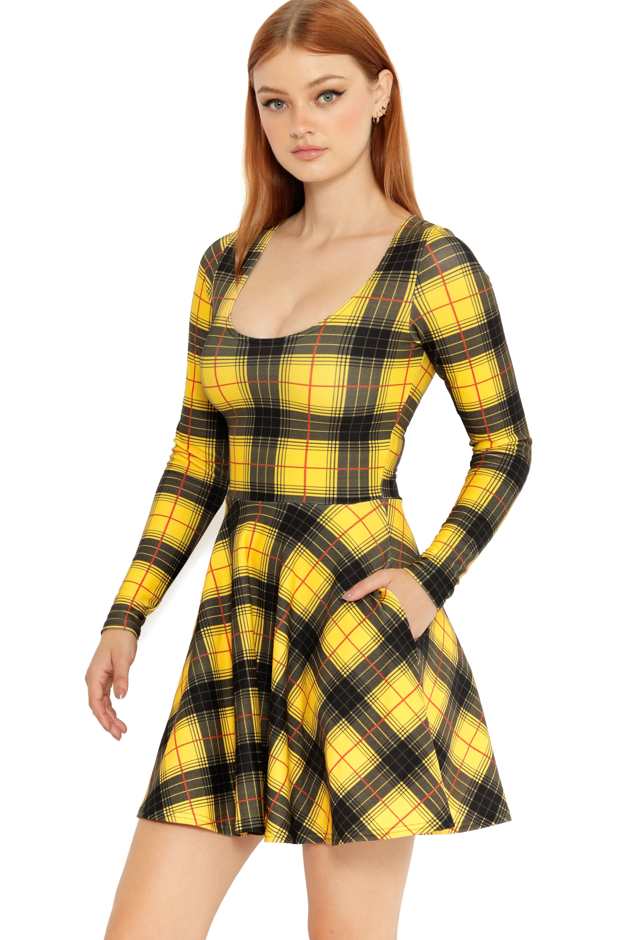 Tartan Grunge Toastie Long Sleeve Skater Dress - Image 3