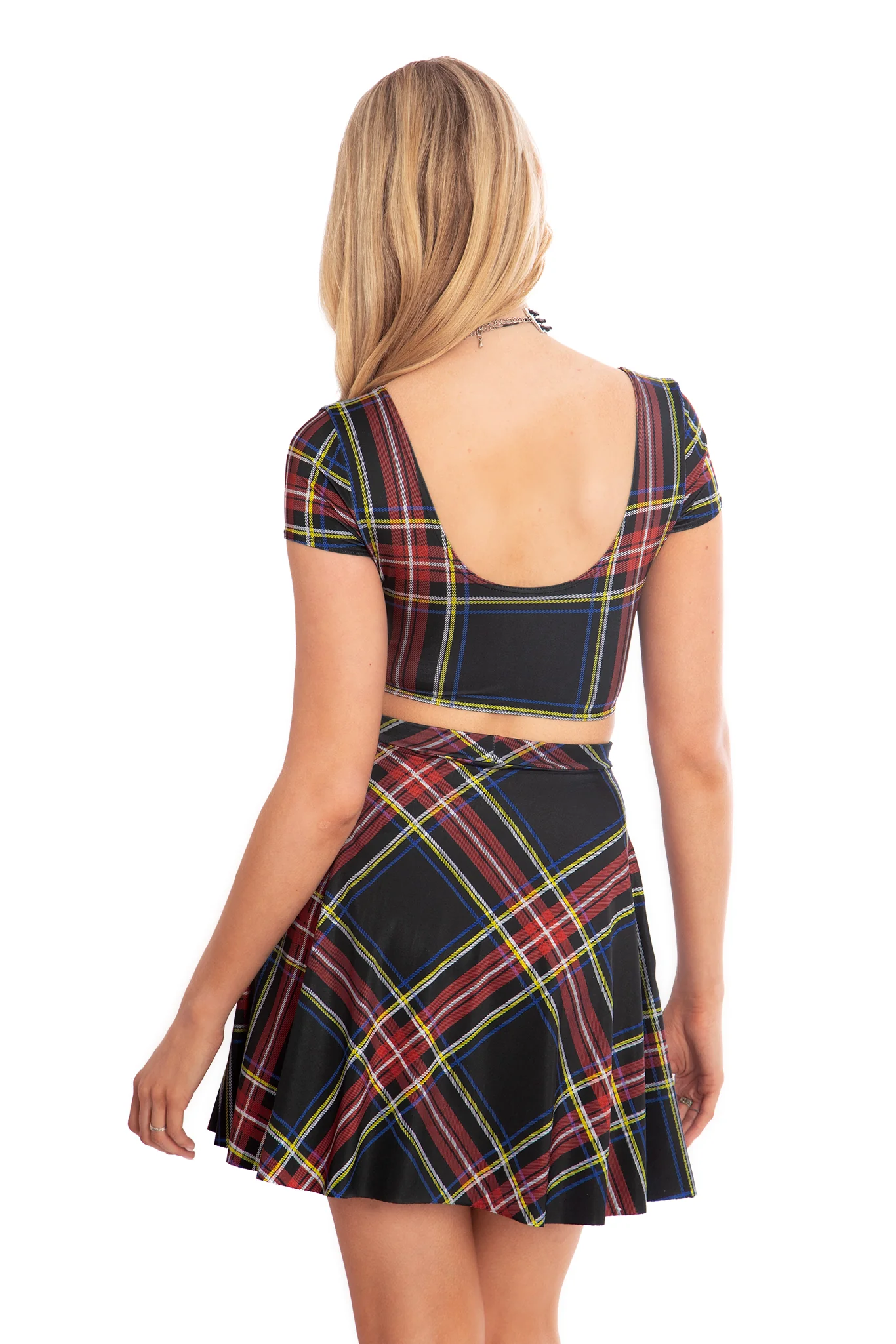 Tartan Old School Shiny Pocket A-Line Skirt - Image 2