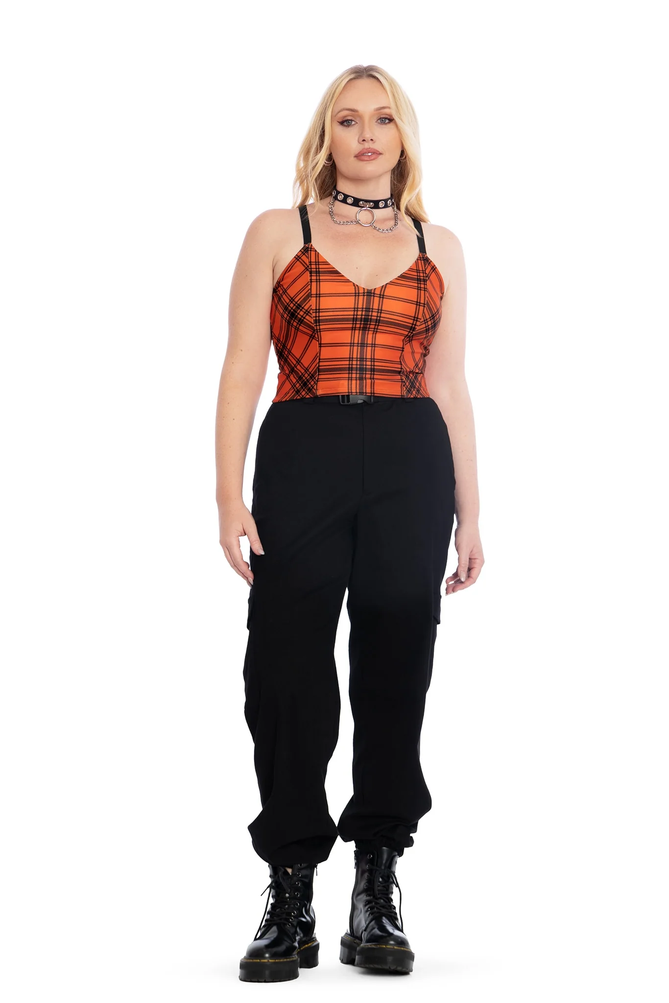 Tartan Orange Dark Magic Crop - Image 6